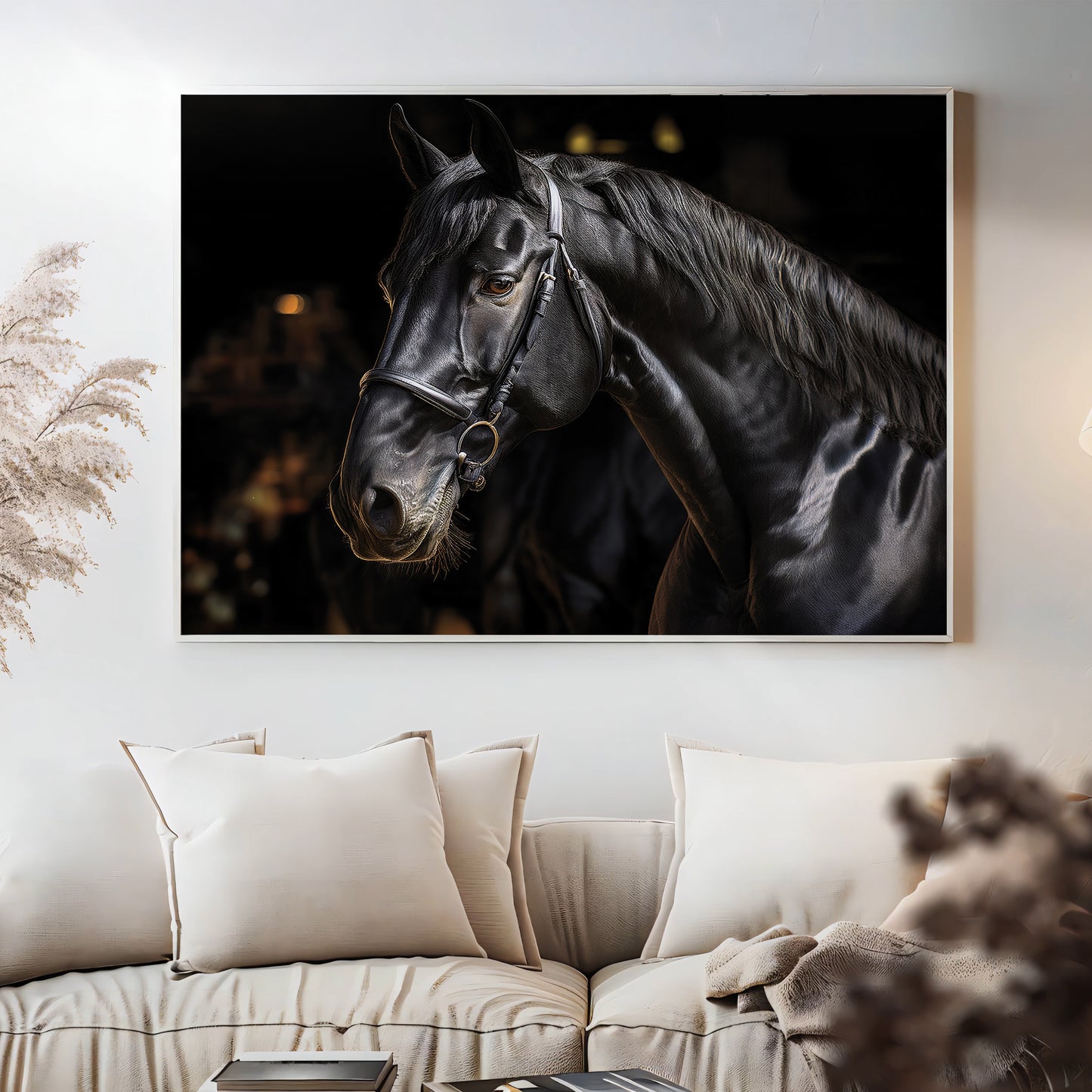 Noble Gaze – Black Percheron in Warm Light