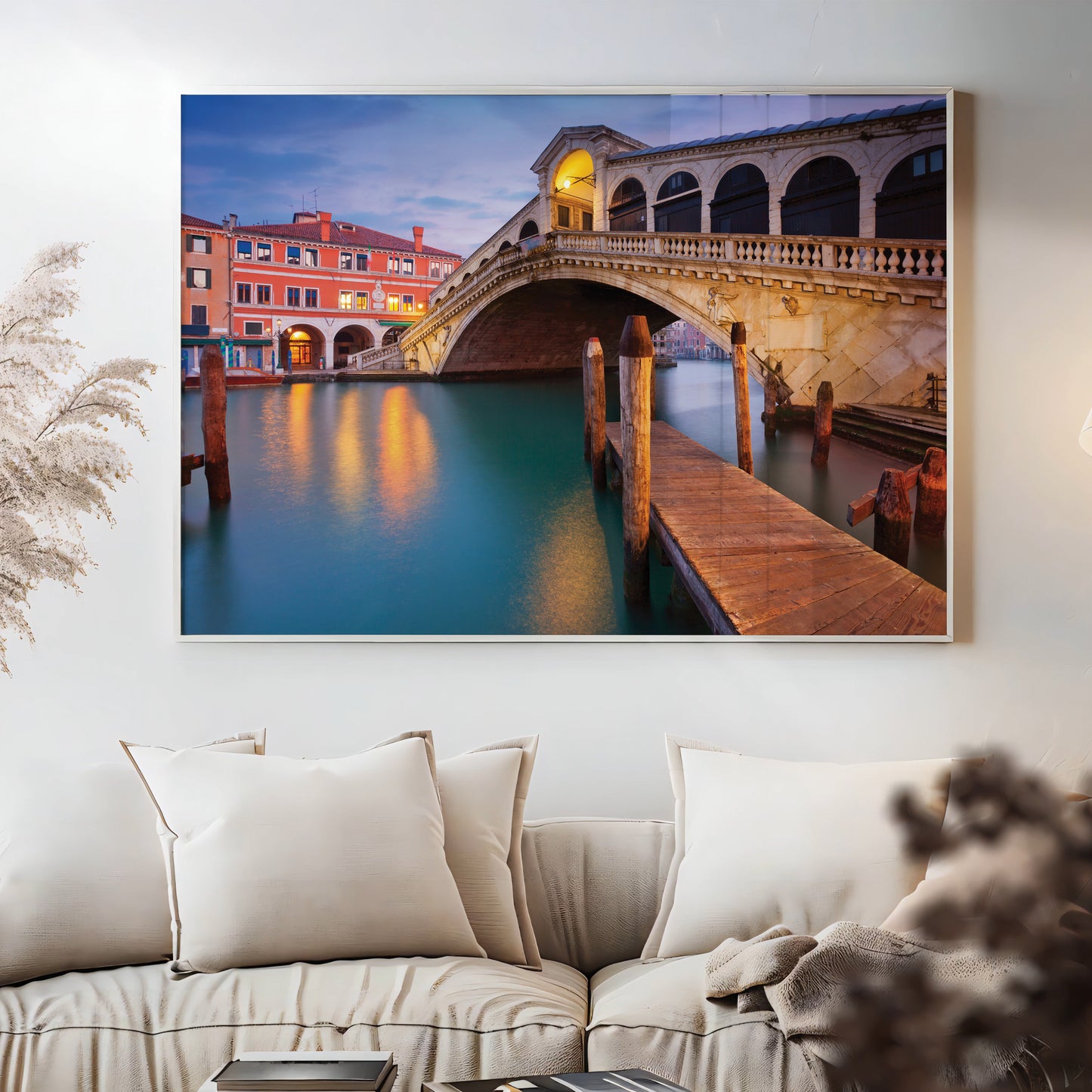 Rialto Bridge by Night β Venetian Reflections Wall Art, Italy Fine Art Photography