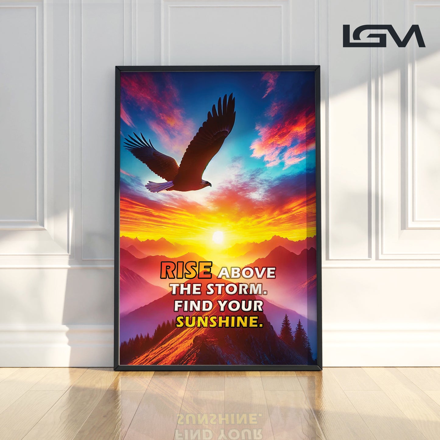 Rise Above the Storm โ Eagle Sunset Motivational Wall Art
