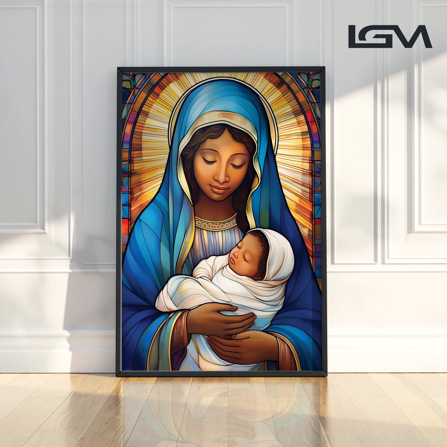 Virgin Mary and Child- Stained Glass Wall Art