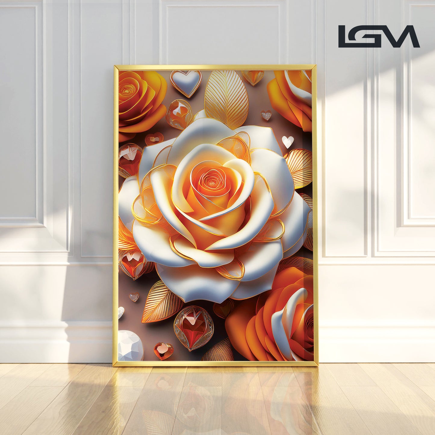 Radiant Yellow & White Rose Metal Framed Wall Art – Luxury Floral Décor