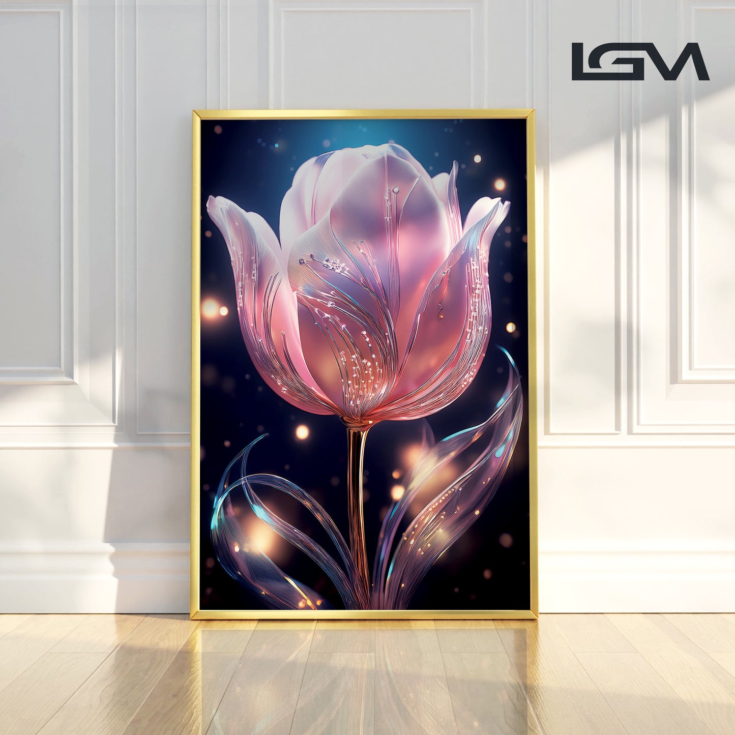 Radiant Pink Tulip Metal Framed Wall Art – Elegant Luxury Floral