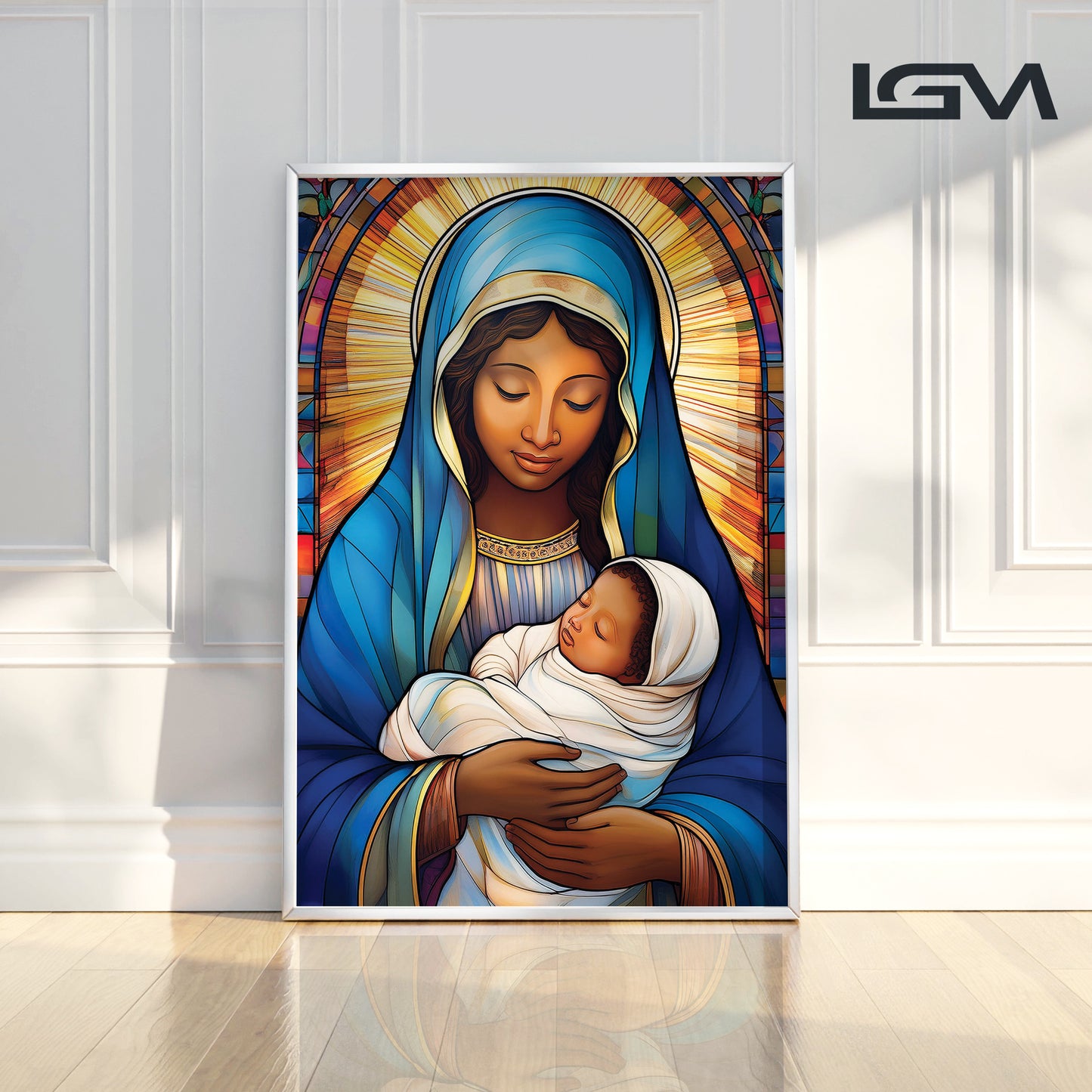 Virgin Mary and Child- Stained Glass Wall Art
