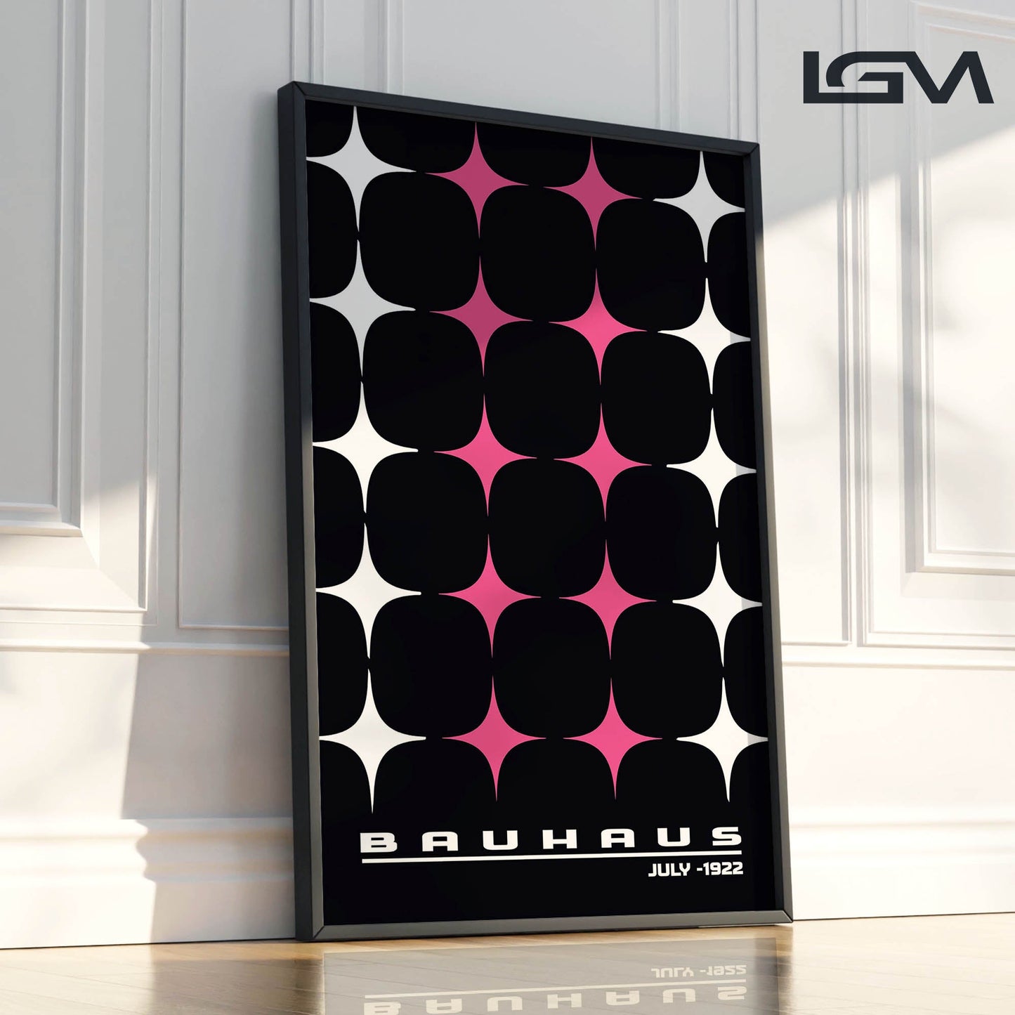 Star-form Grid – Bauhaus Exhibition 1922 | Luxury Framed Glass Wall Art (Multiple Colors)