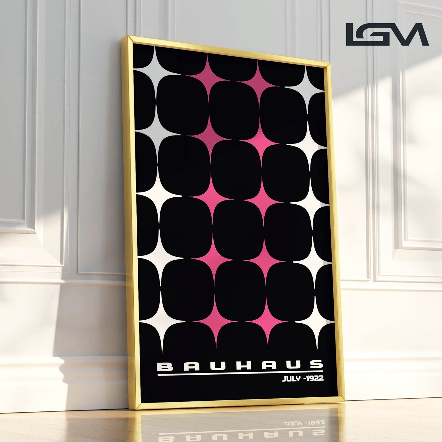 Star-form Grid – Bauhaus Exhibition 1922 | Luxury Framed Glass Wall Art (Multiple Colors)