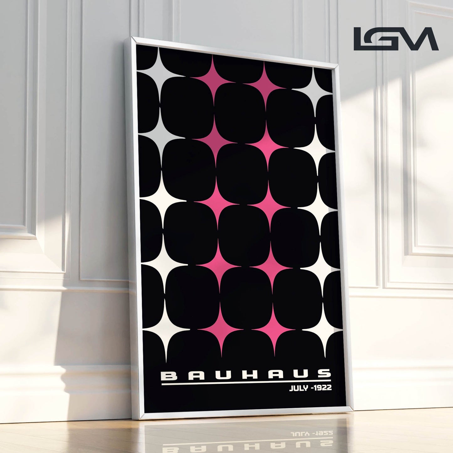 Star-form Grid – Bauhaus Exhibition 1922 | Luxury Framed Glass Wall Art (Multiple Colors)