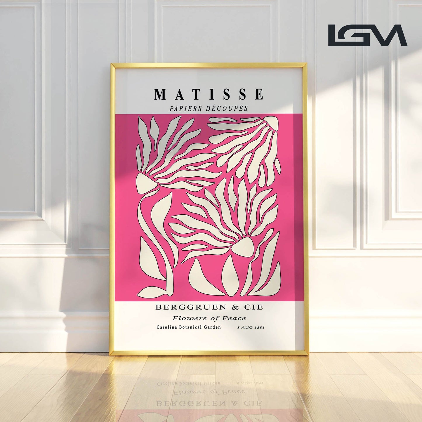 Flowers of Peace - Modern Matisse Inspired – Luxury Glass Framed Wall Art (Multiple Colors)