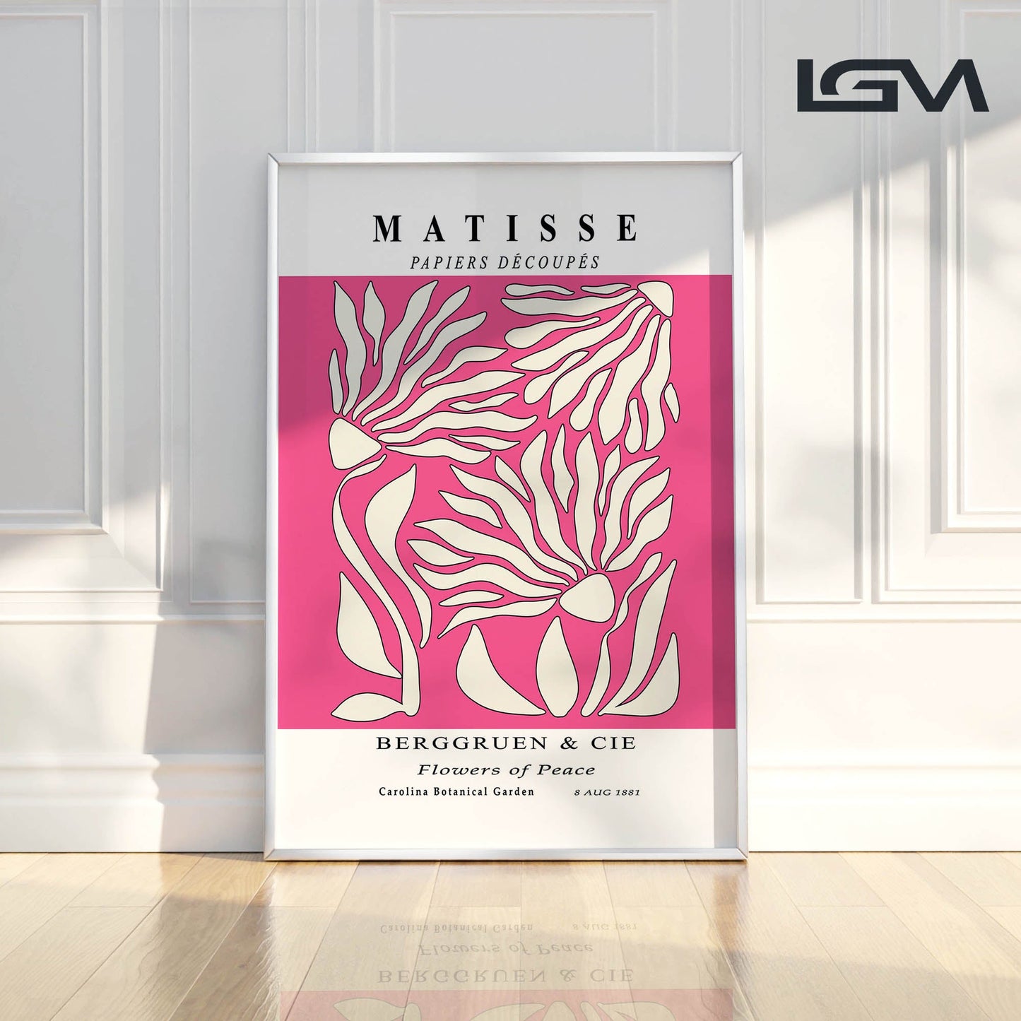 Flowers of Peace - Modern Matisse Inspired – Luxury Glass Framed Wall Art (Multiple Colors)