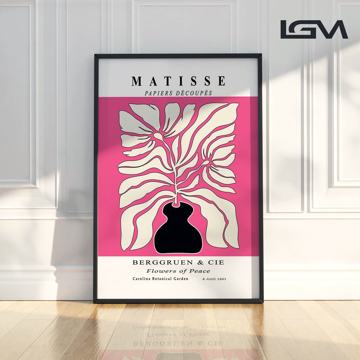 Botanic Serenity- Modern Matisse Inspired Geometric Wall Art – Luxury Framed Glass Wall Decoration (Multiple Colors)
