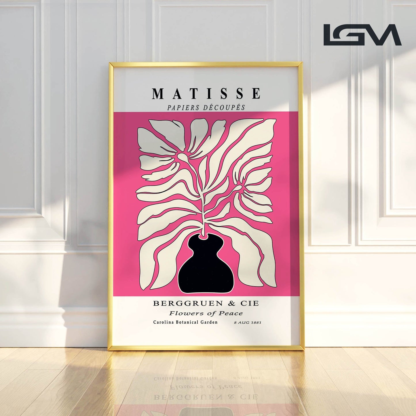 Botanic Serenity- Modern Matisse Inspired Geometric Wall Art – Luxury Framed Glass Wall Decoration (Multiple Colors)