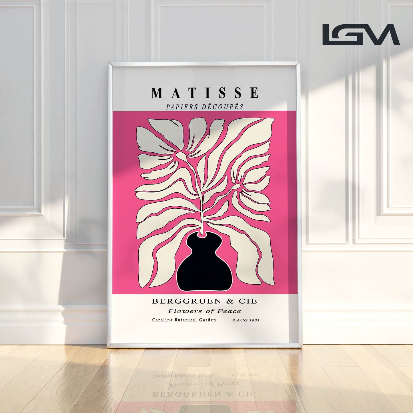 Botanic Serenity- Modern Matisse Inspired Geometric Wall Art – Luxury Framed Glass Wall Decoration (Multiple Colors)