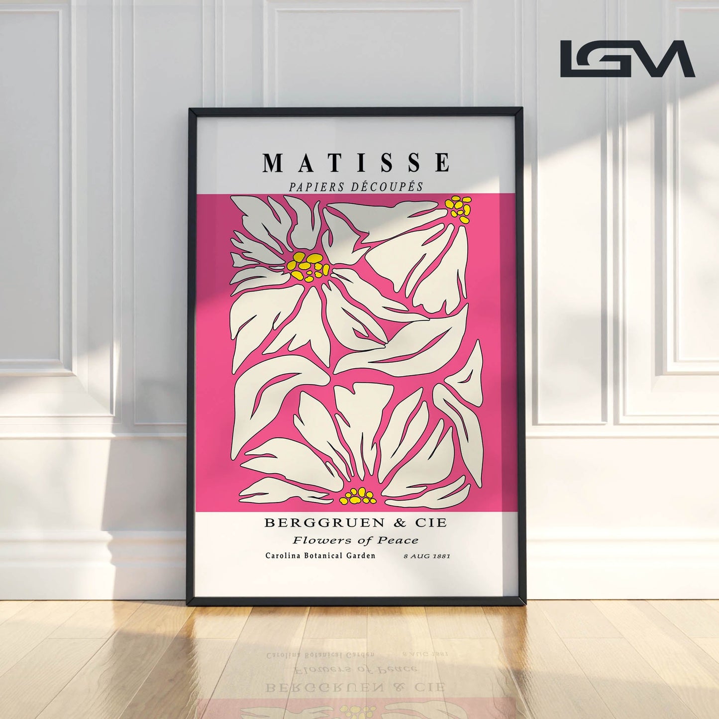 Golden Bloom- Modern Matisse Inspired Geometric Wall Art β Luxury Framed Glass Wall Decoration (Multiple Colors)