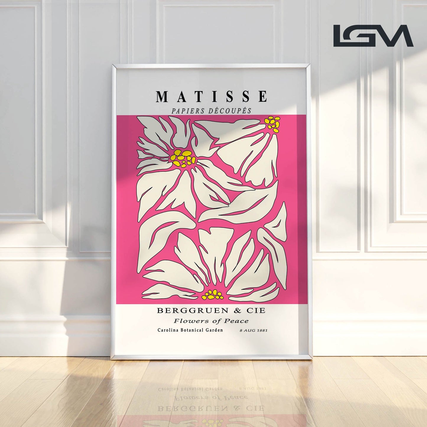 Golden Bloom- Modern Matisse Inspired Geometric Wall Art β Luxury Framed Glass Wall Decoration (Multiple Colors)