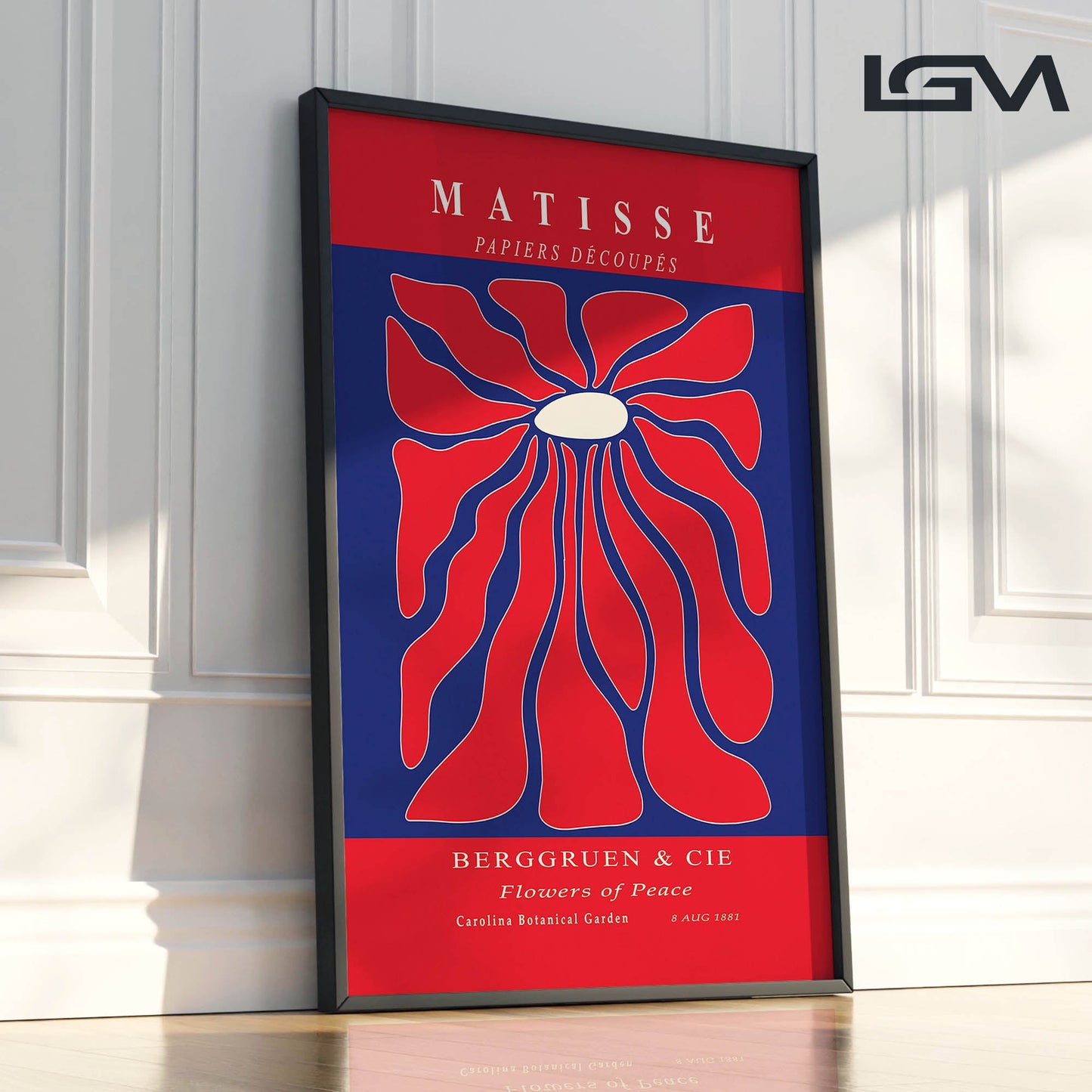 Radiant Bloom - Modern Matisse Inspired Geometric Wall Art β Luxury Glass Wall Decoration (Multiple Colors)