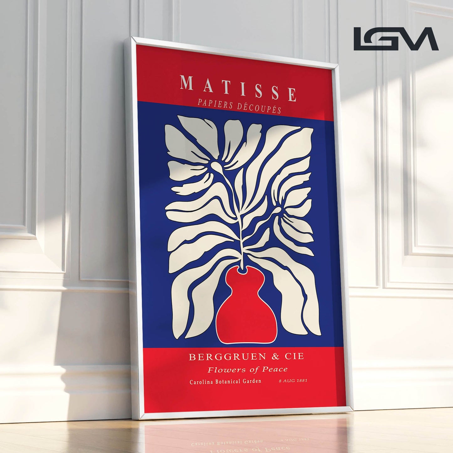 Botanic Serenity- Modern Matisse Inspired Geometric Wall Art β Luxury Framed Glass Wall Decoration (Multiple Colors)