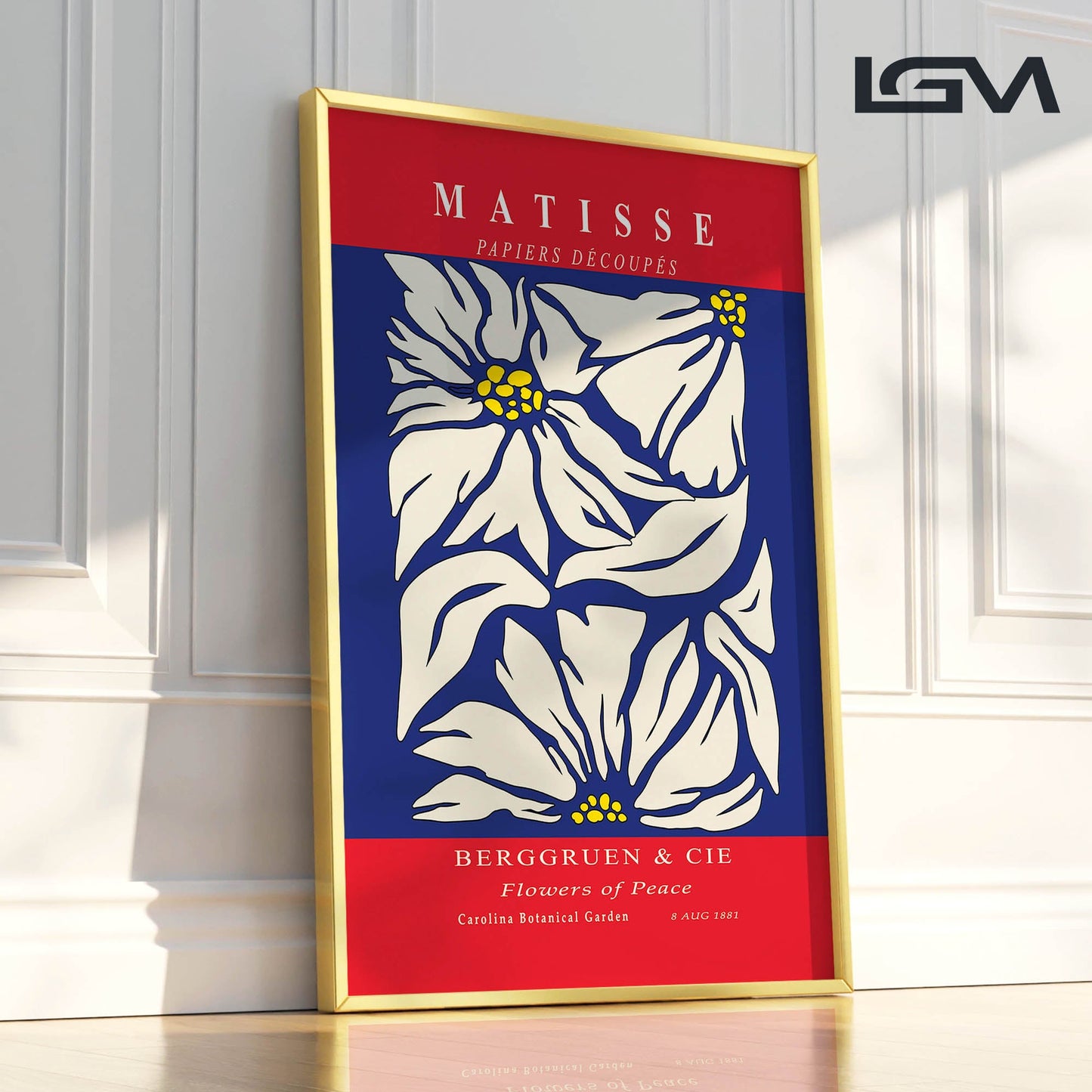 Golden Bloom- Modern Matisse Inspired Geometric Wall Art β Luxury Framed Glass Wall Decoration (Multiple Colors)