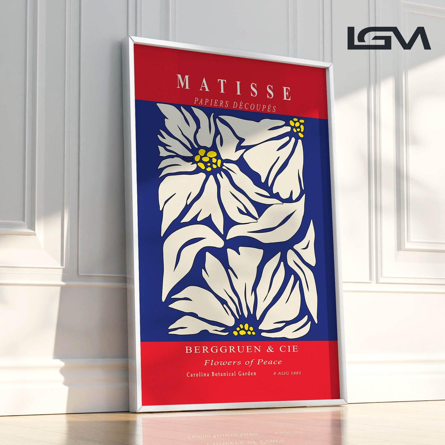 Golden Bloom- Modern Matisse Inspired Geometric Wall Art β Luxury Framed Glass Wall Decoration (Multiple Colors)