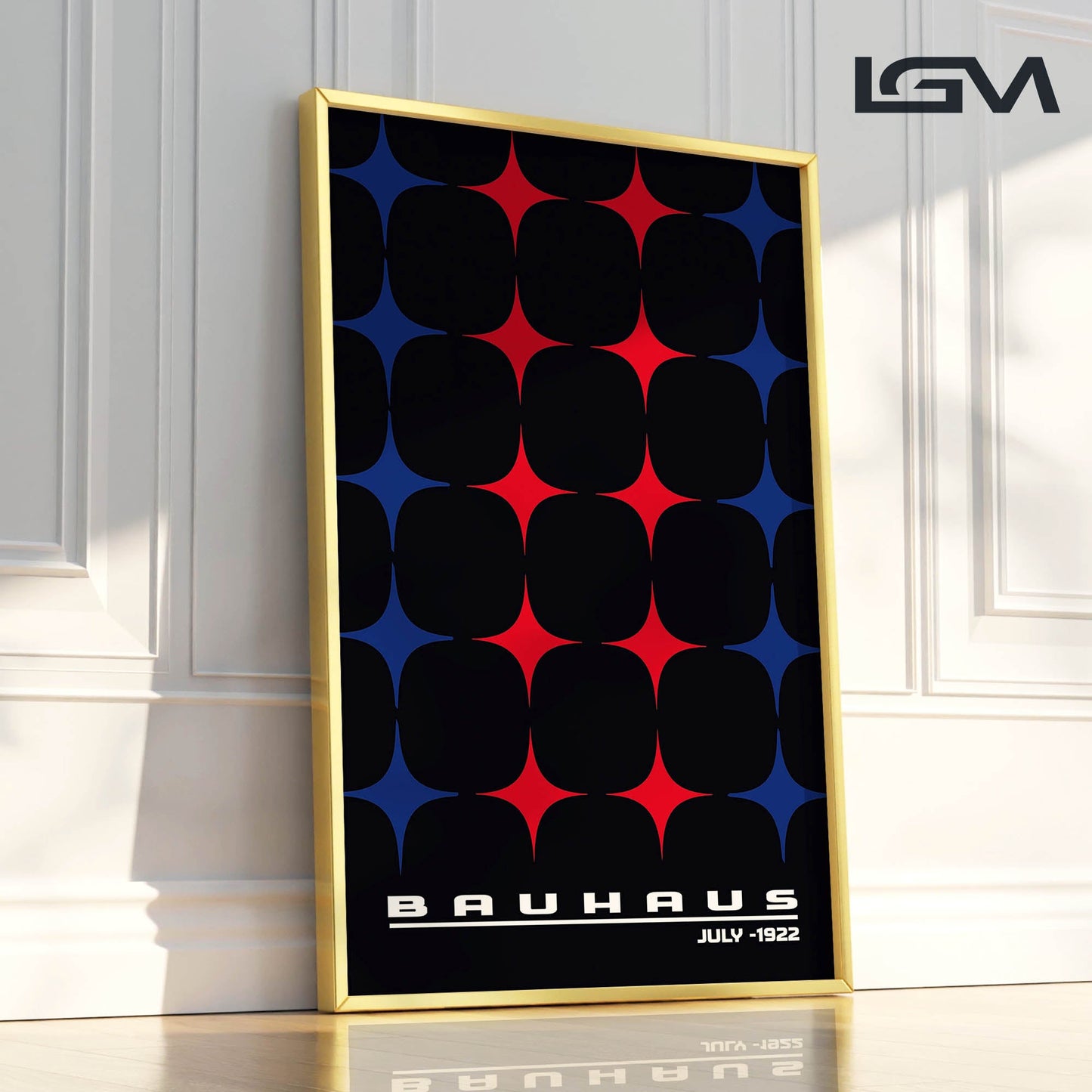 Star-form Grid – Bauhaus Exhibition 1922 | Luxury Framed Glass Wall Art (Multiple Colors)