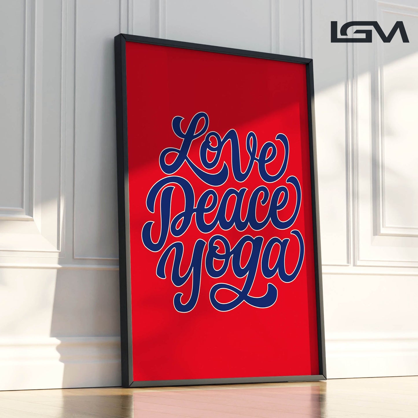 Love Peace Yoga - Luxury Framed Wall Art (Multiple Colors)