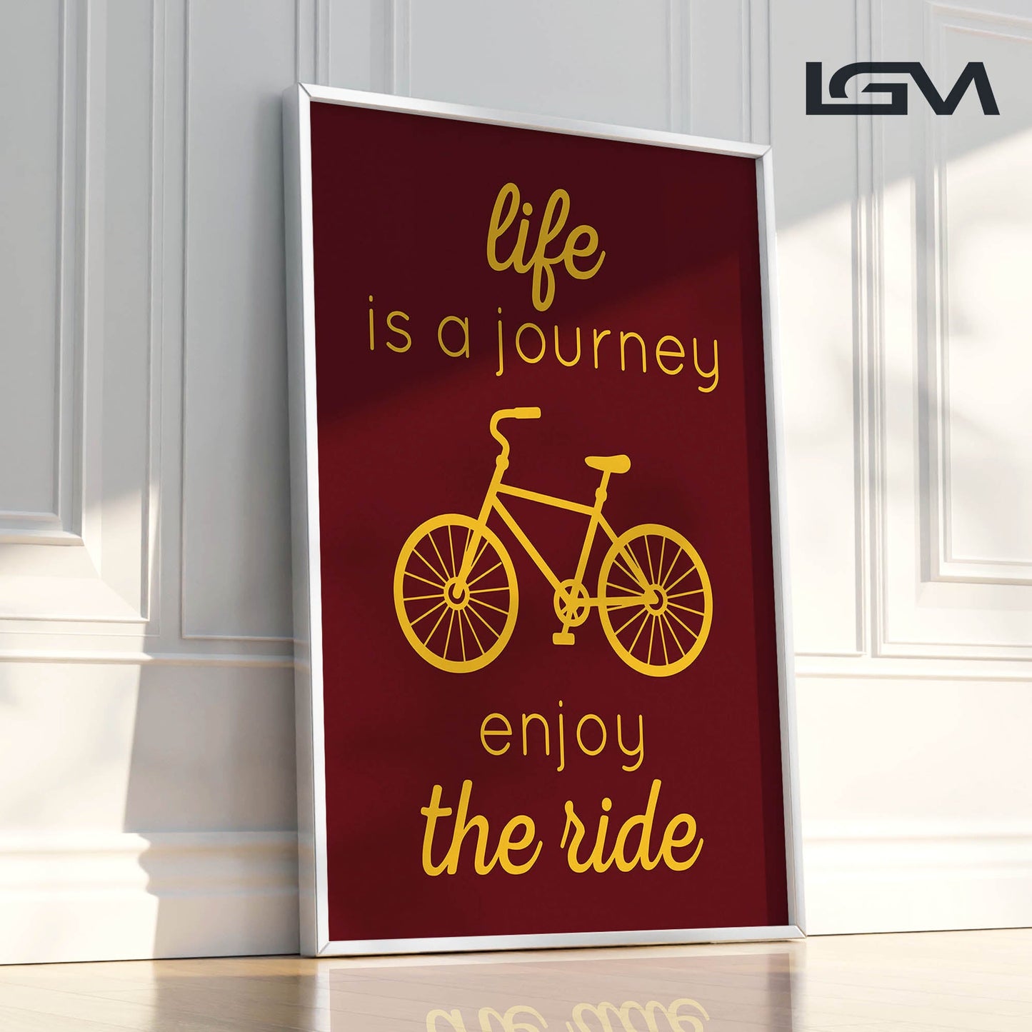 Life is a Journey, Enjoy the Ride - Luxury Glass Framed Wall Art (Multiple Colors)