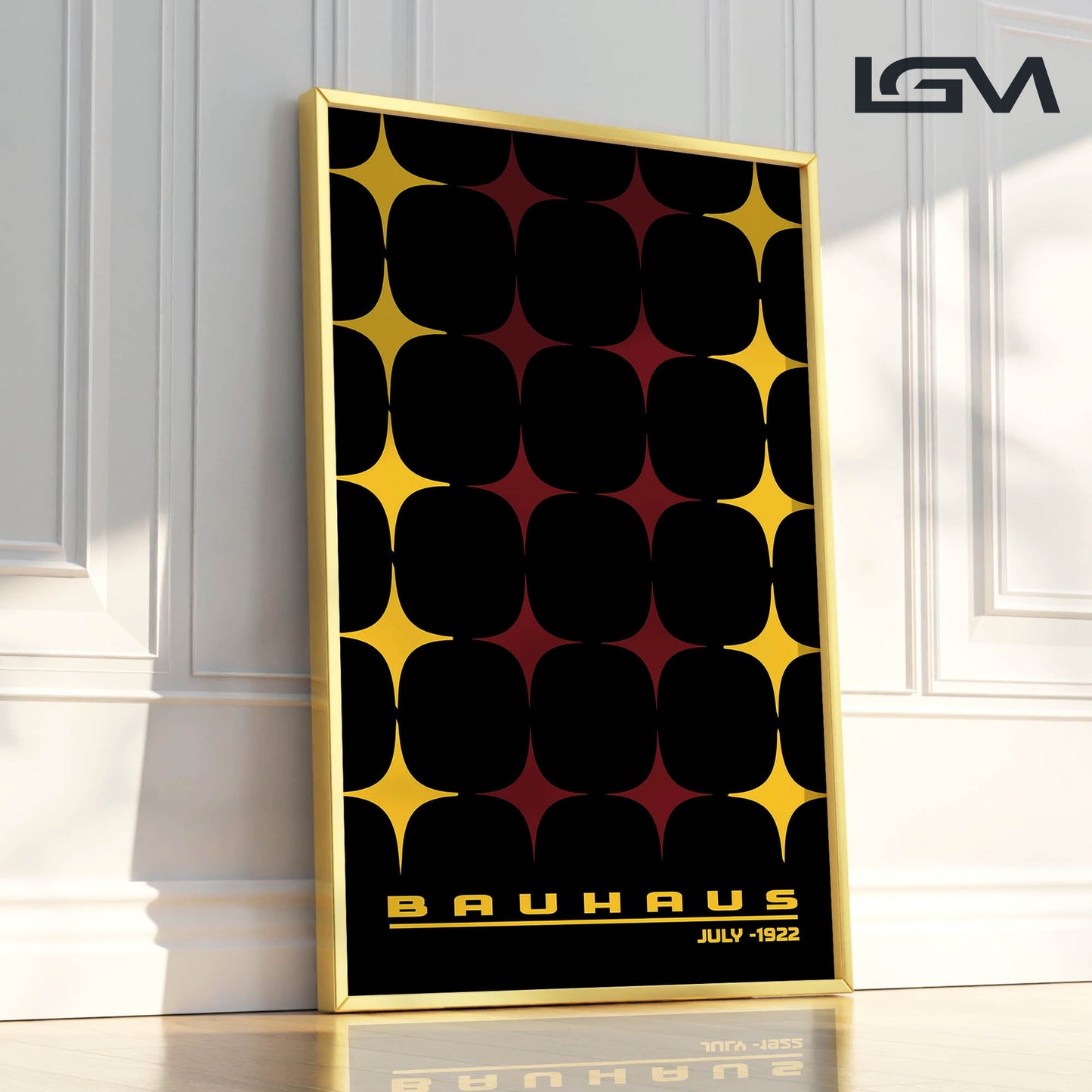 Star-form Grid – Bauhaus Exhibition 1922 | Luxury Framed Glass Wall Art (Multiple Colors)