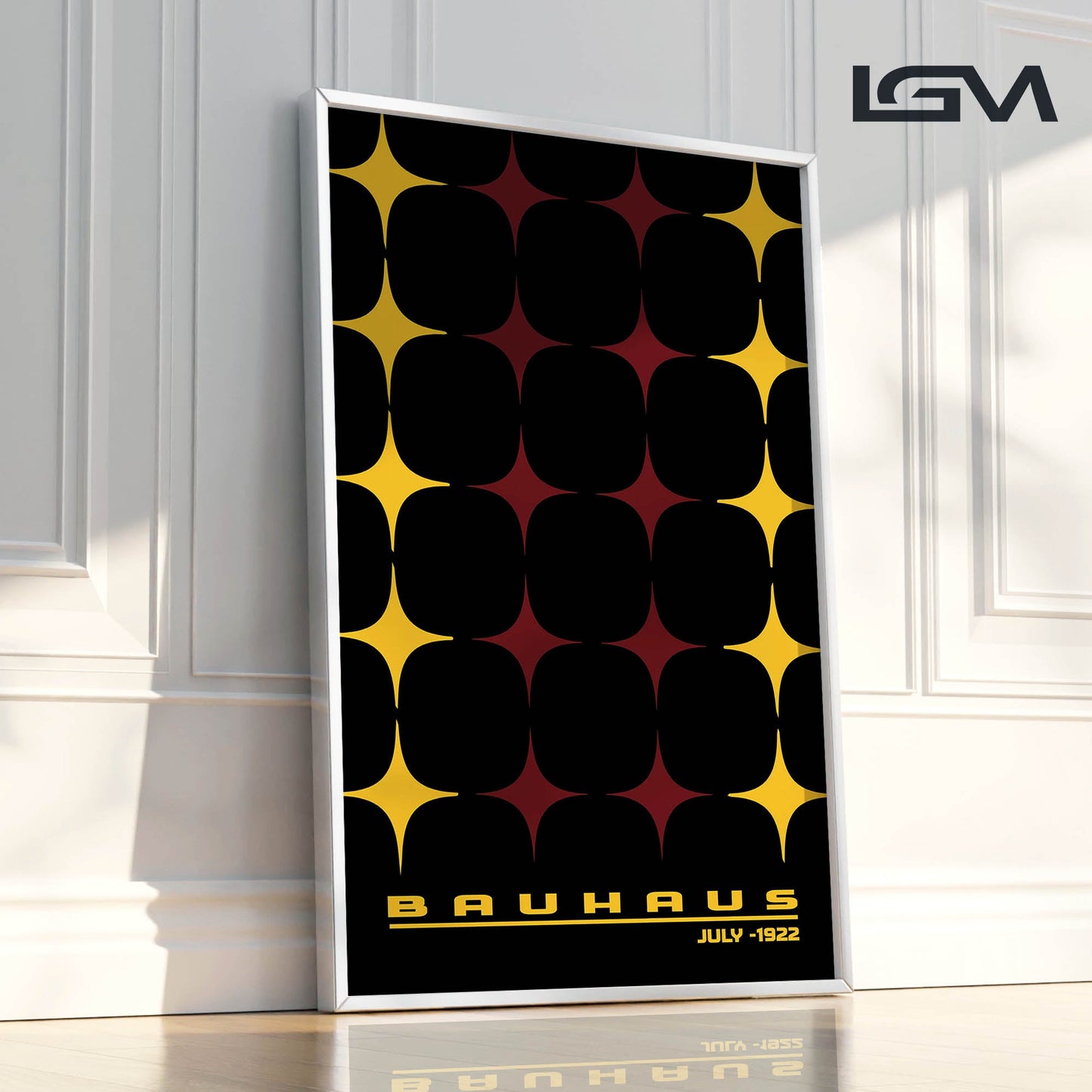 Star-form Grid – Bauhaus Exhibition 1922 | Luxury Framed Glass Wall Art (Multiple Colors)