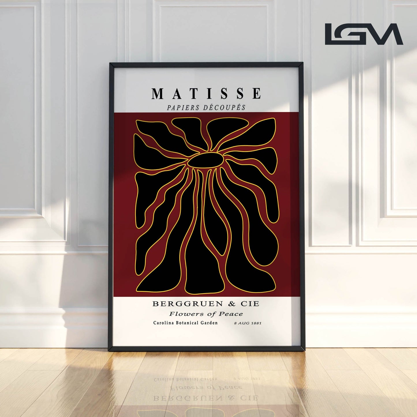 Radiant Bloom - Modern Matisse Inspired Geometric Wall Art β Luxury Glass Wall Decoration (Multiple Colors)