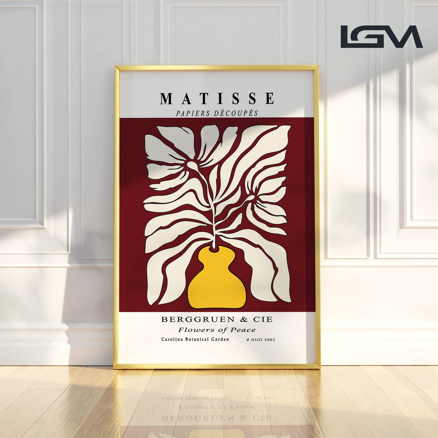Botanic Serenity- Modern Matisse Inspired Geometric Wall Art β Luxury Framed Glass Wall Decoration (Multiple Colors)