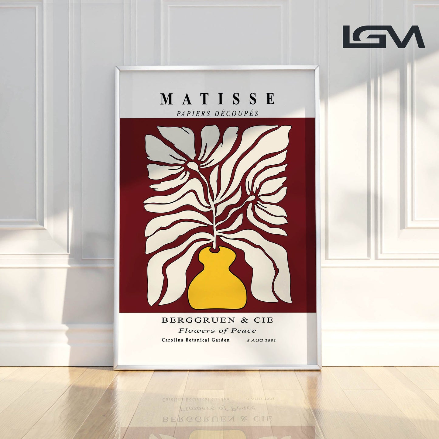Botanic Serenity- Modern Matisse Inspired Geometric Wall Art – Luxury Framed Glass Wall Decoration (Multiple Colors)