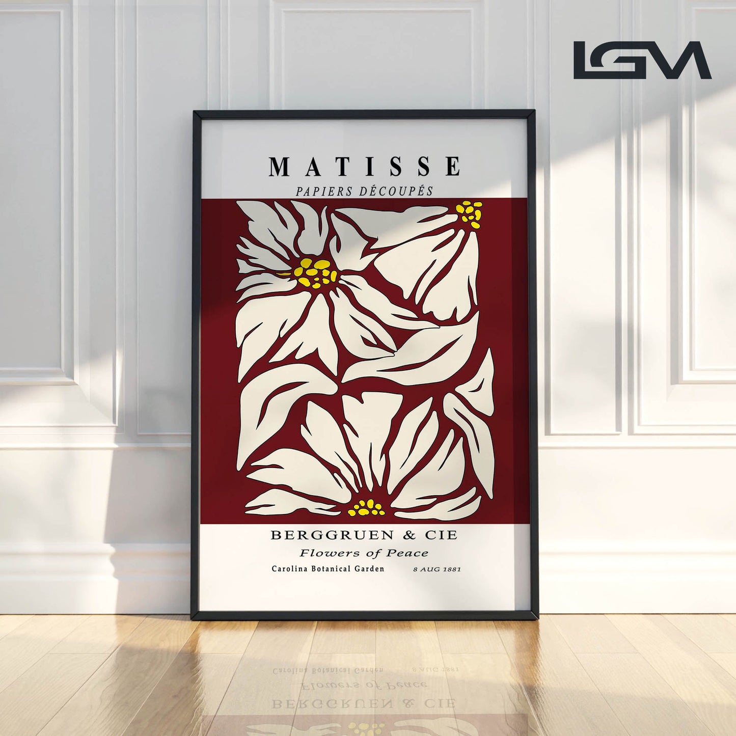 Golden Bloom- Modern Matisse Inspired Geometric Wall Art β Luxury Framed Glass Wall Decoration (Multiple Colors)