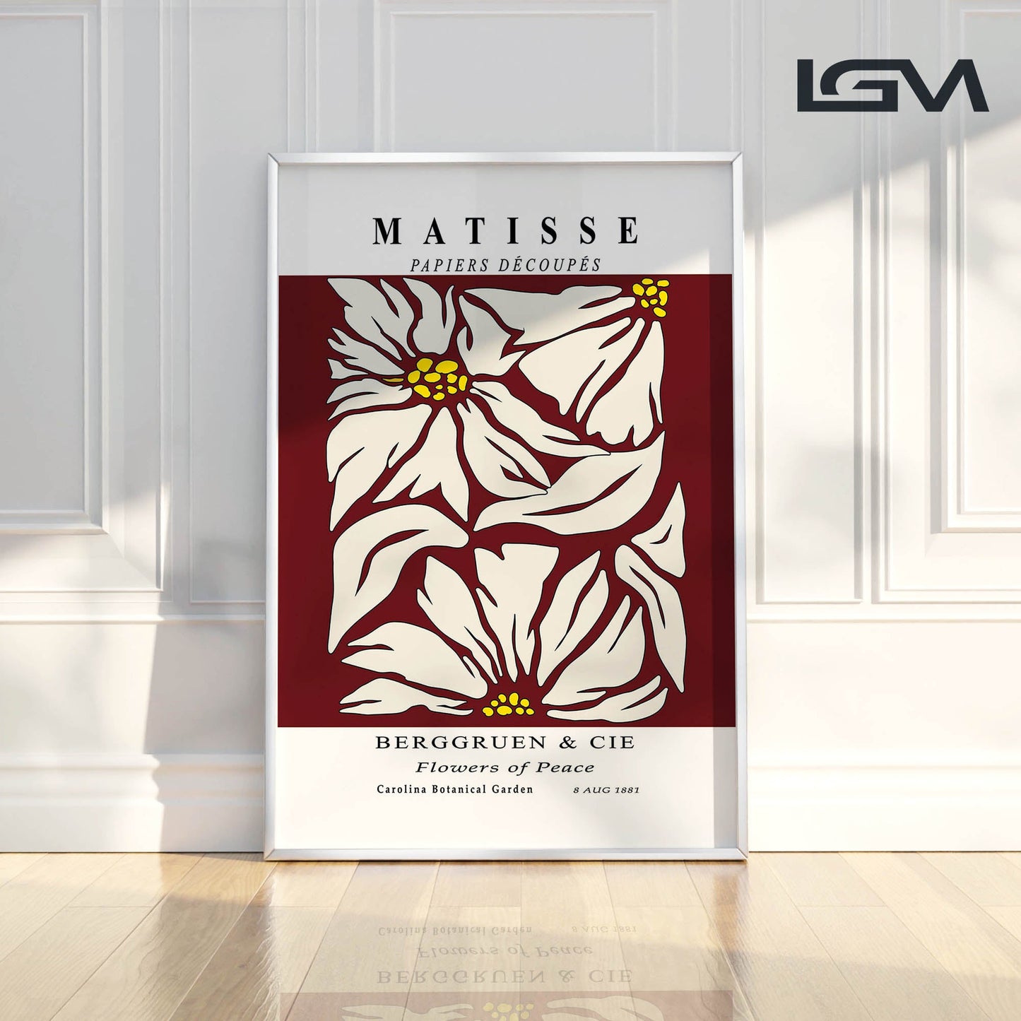 Golden Bloom- Modern Matisse Inspired Geometric Wall Art β Luxury Framed Glass Wall Decoration (Multiple Colors)