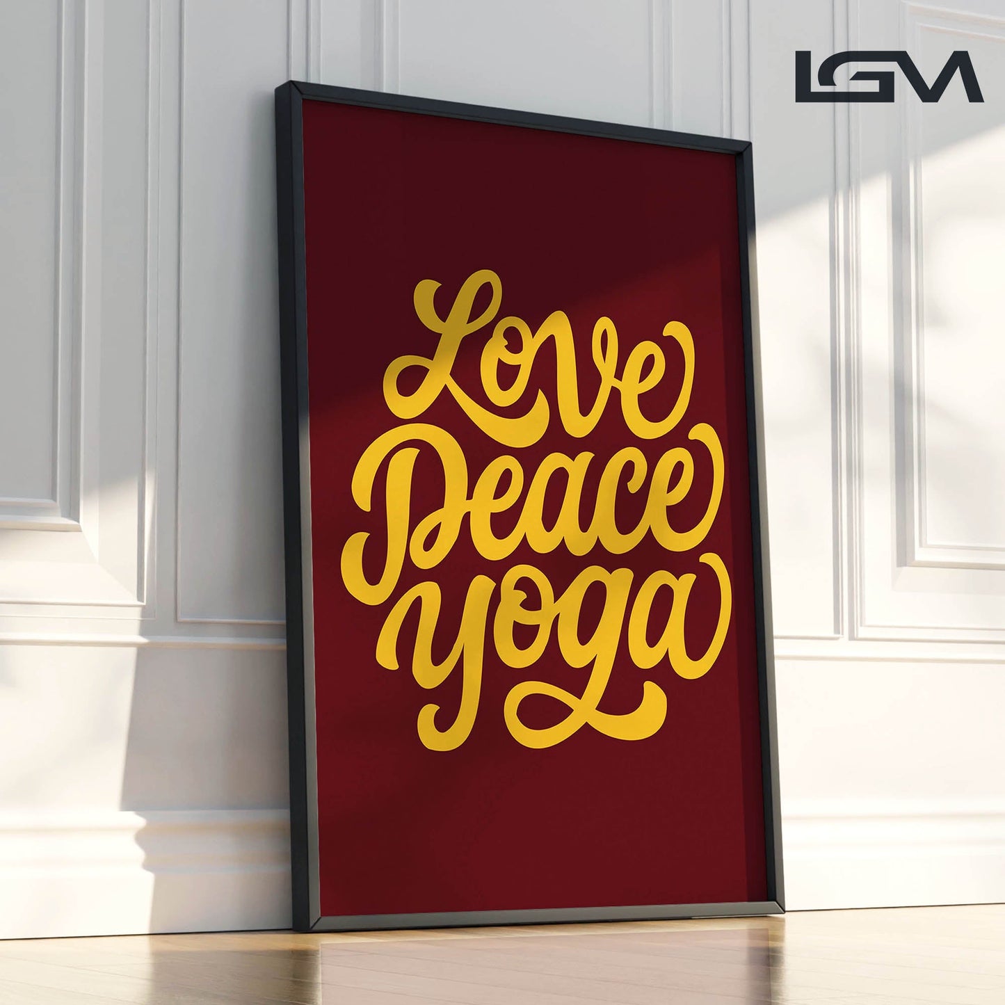 Love Peace Yoga - Luxury Framed Wall Art (Multiple Colors)