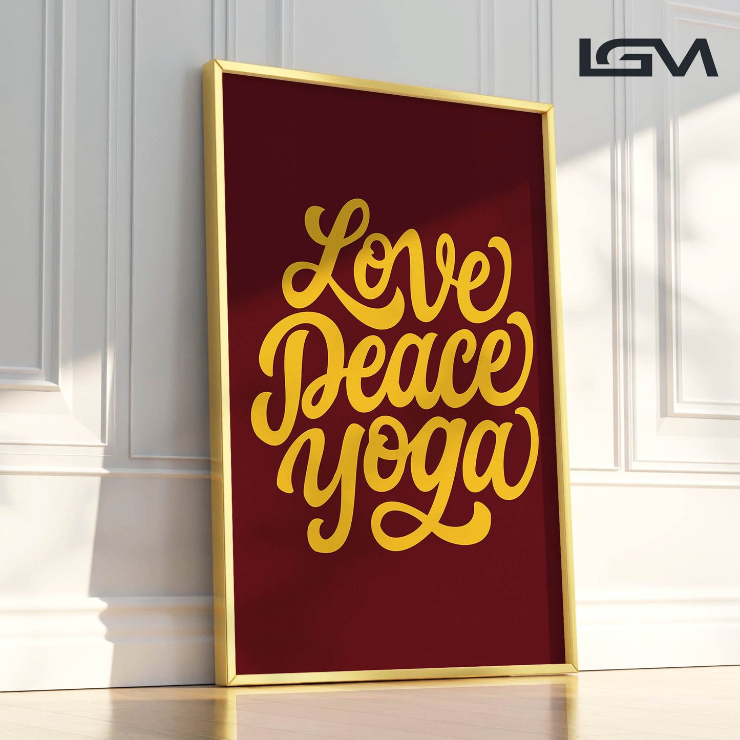 Love Peace Yoga - Luxury Framed Wall Art (Multiple Colors)