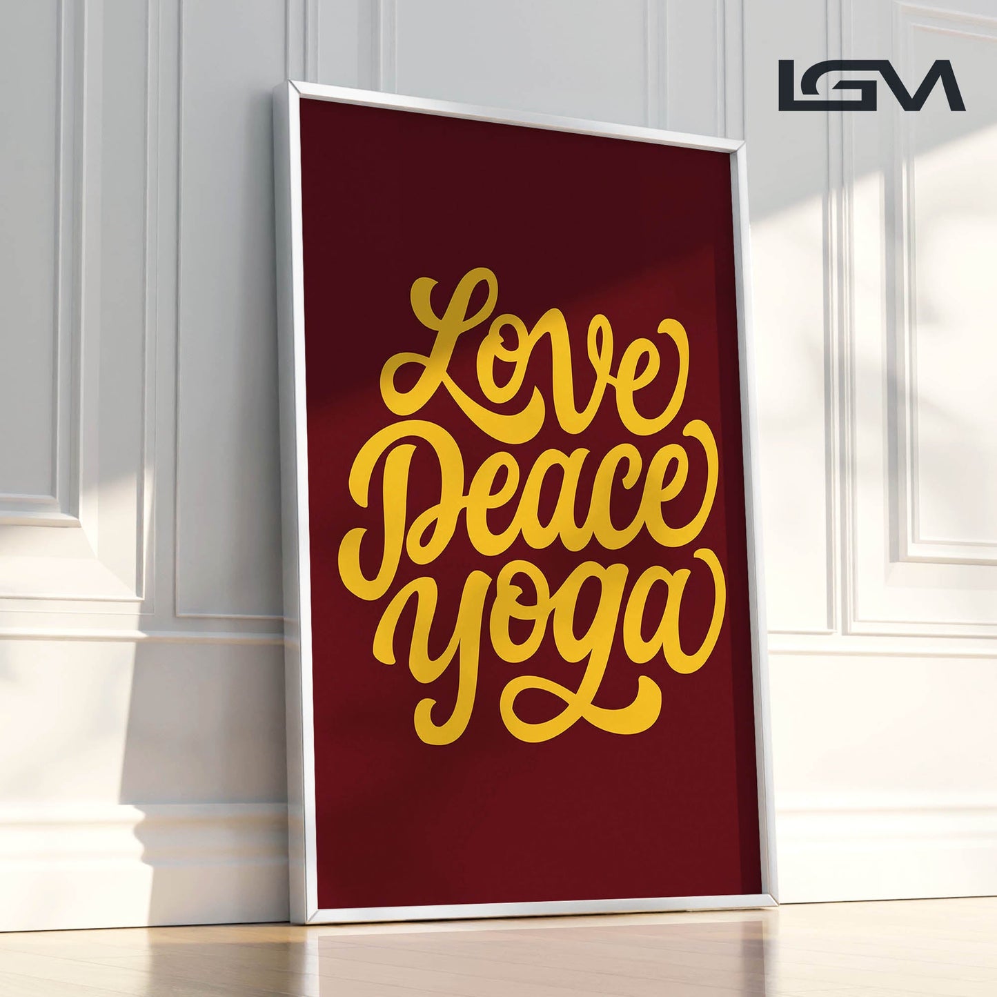 Love Peace Yoga - Luxury Framed Wall Art (Multiple Colors)