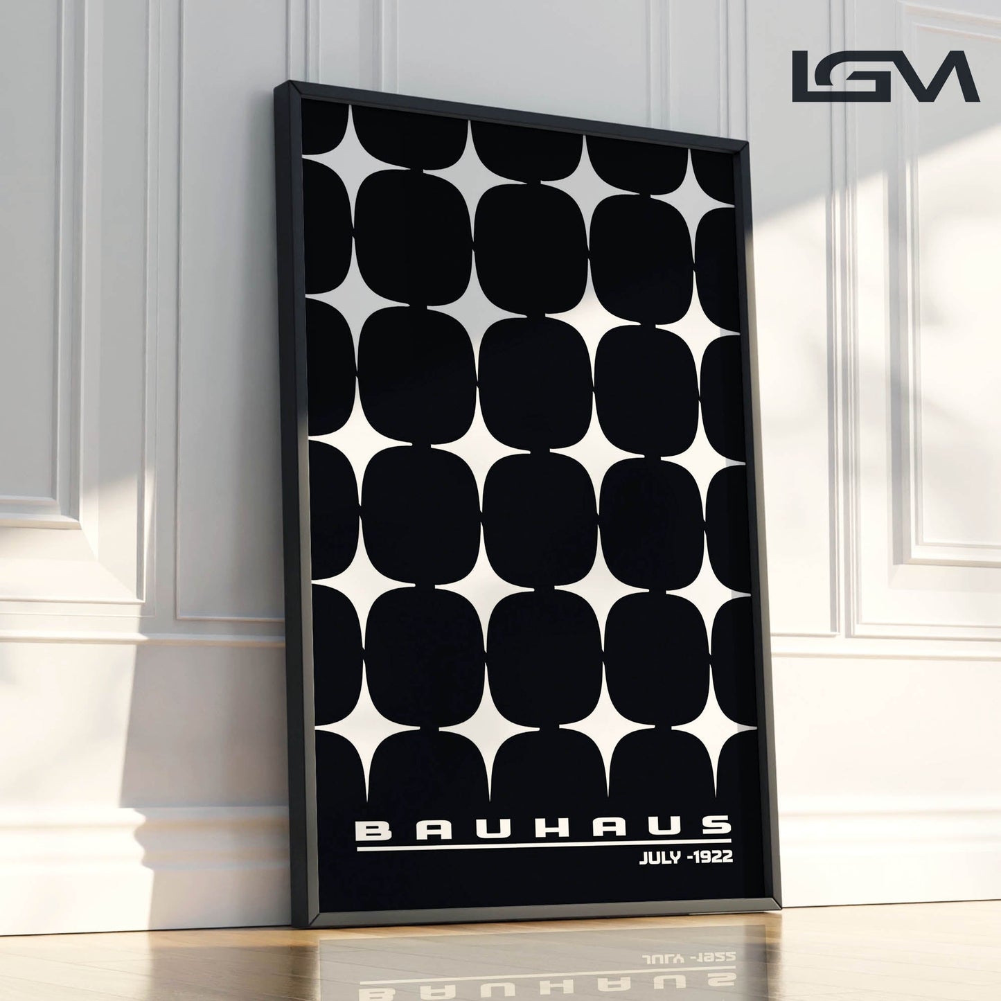Star-form Grid – Bauhaus Exhibition 1922 | Luxury Framed Glass Wall Art (Multiple Colors)