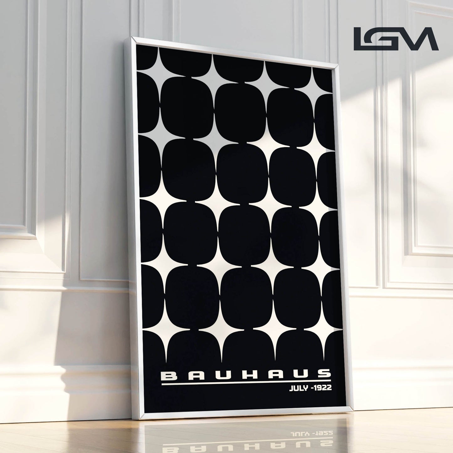 Star-form Grid – Bauhaus Exhibition 1922 | Luxury Framed Glass Wall Art (Multiple Colors)