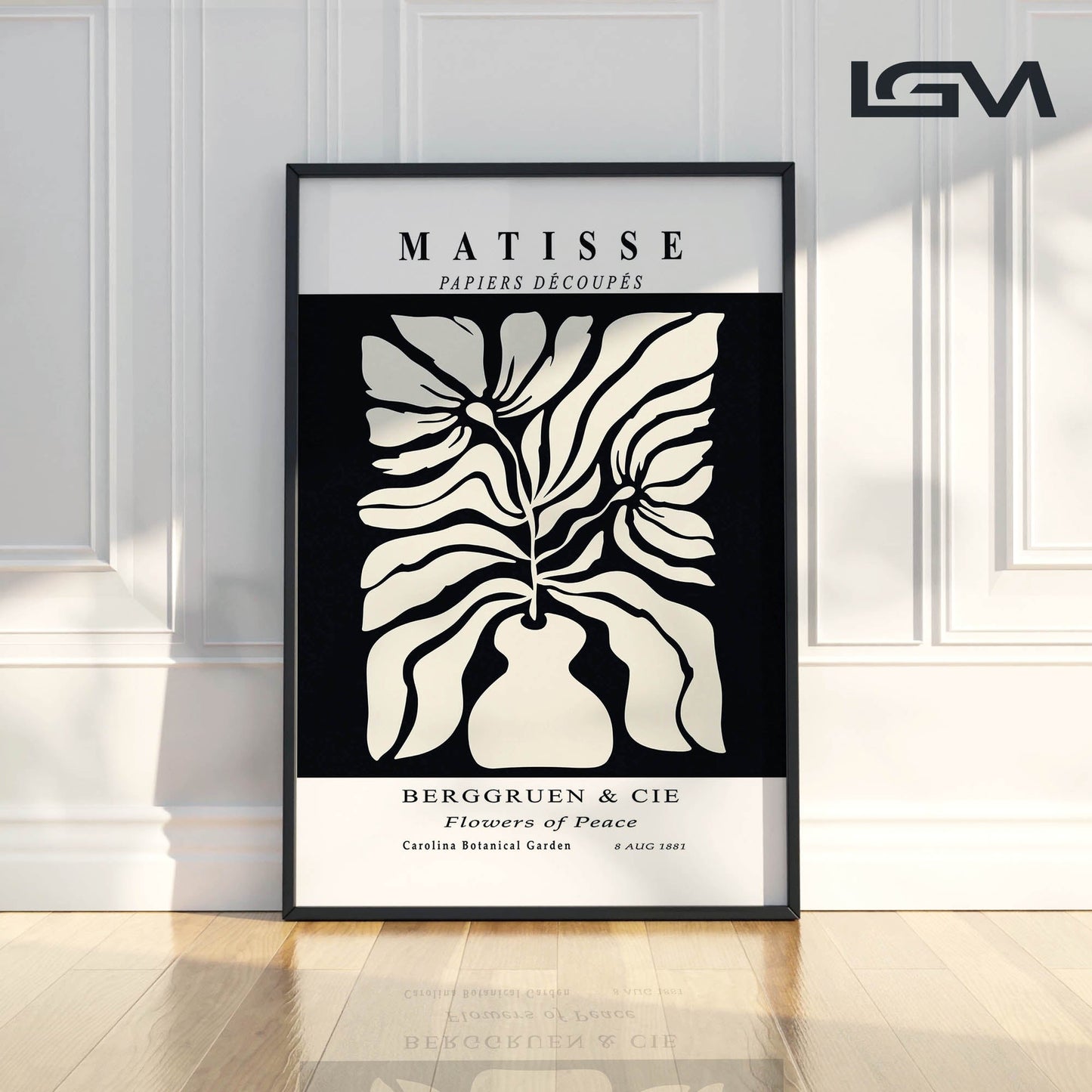 Botanic Serenity- Modern Matisse Inspired Geometric Wall Art – Luxury Framed Glass Wall Decoration (Multiple Colors)