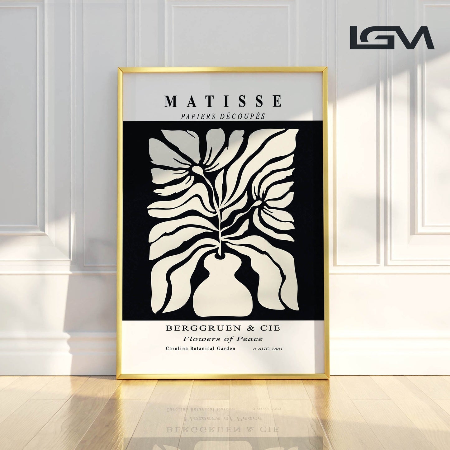 Botanic Serenity- Modern Matisse Inspired Geometric Wall Art – Luxury Framed Glass Wall Decoration (Multiple Colors)