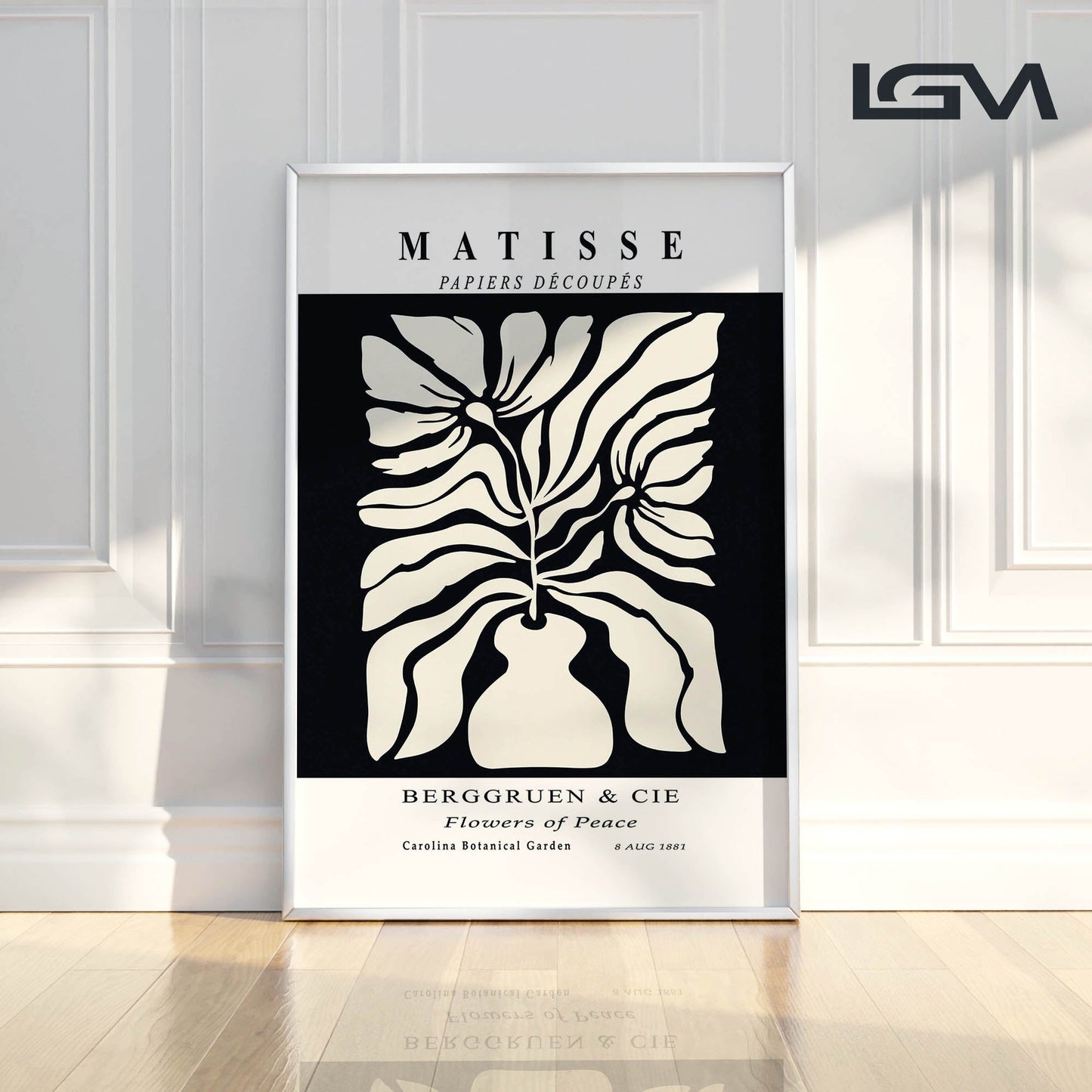 Botanic Serenity- Modern Matisse Inspired Geometric Wall Art – Luxury Framed Glass Wall Decoration (Multiple Colors)