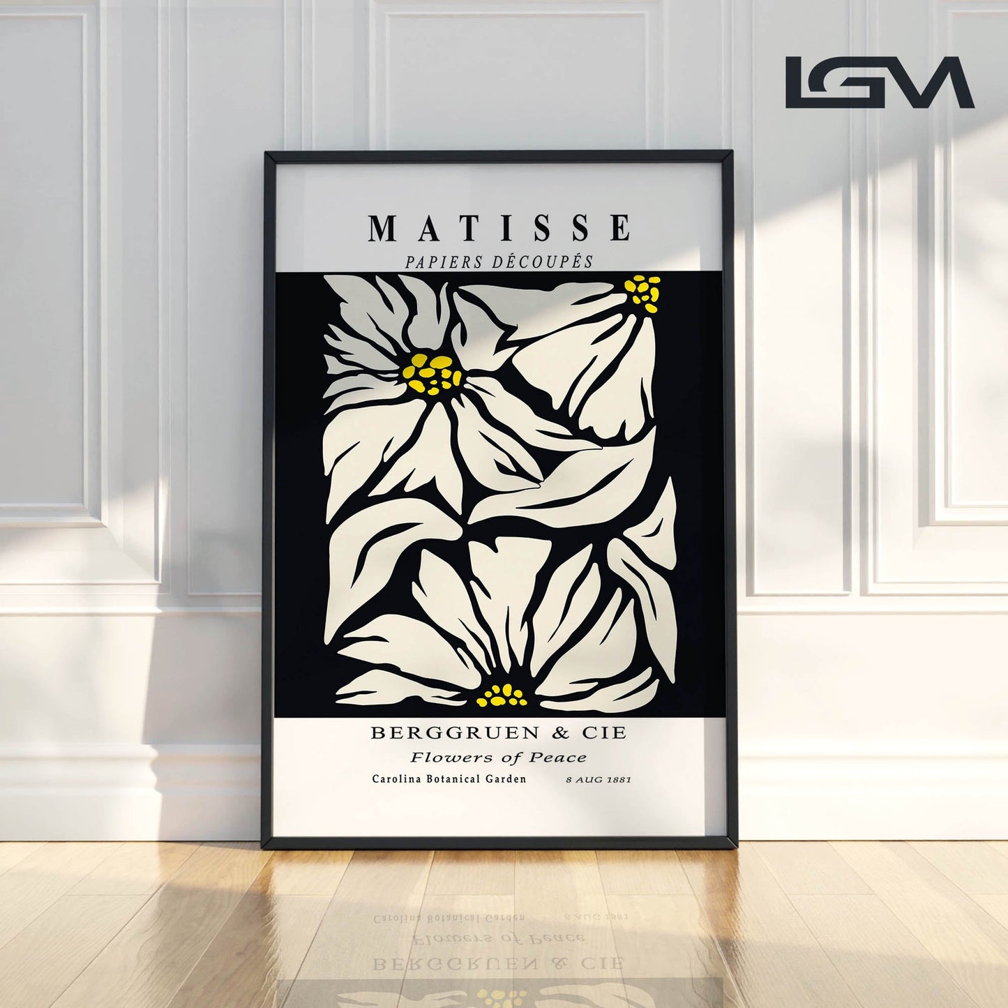 Golden Bloom- Modern Matisse Inspired Geometric Wall Art β Luxury Framed Glass Wall Decoration (Multiple Colors)