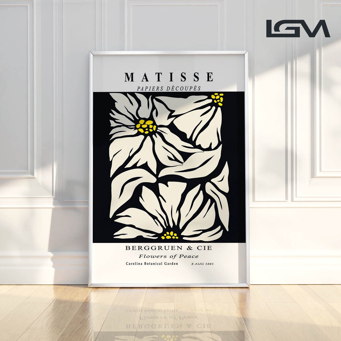 Golden Bloom- Modern Matisse Inspired Geometric Wall Art β Luxury Framed Glass Wall Decoration (Multiple Colors)