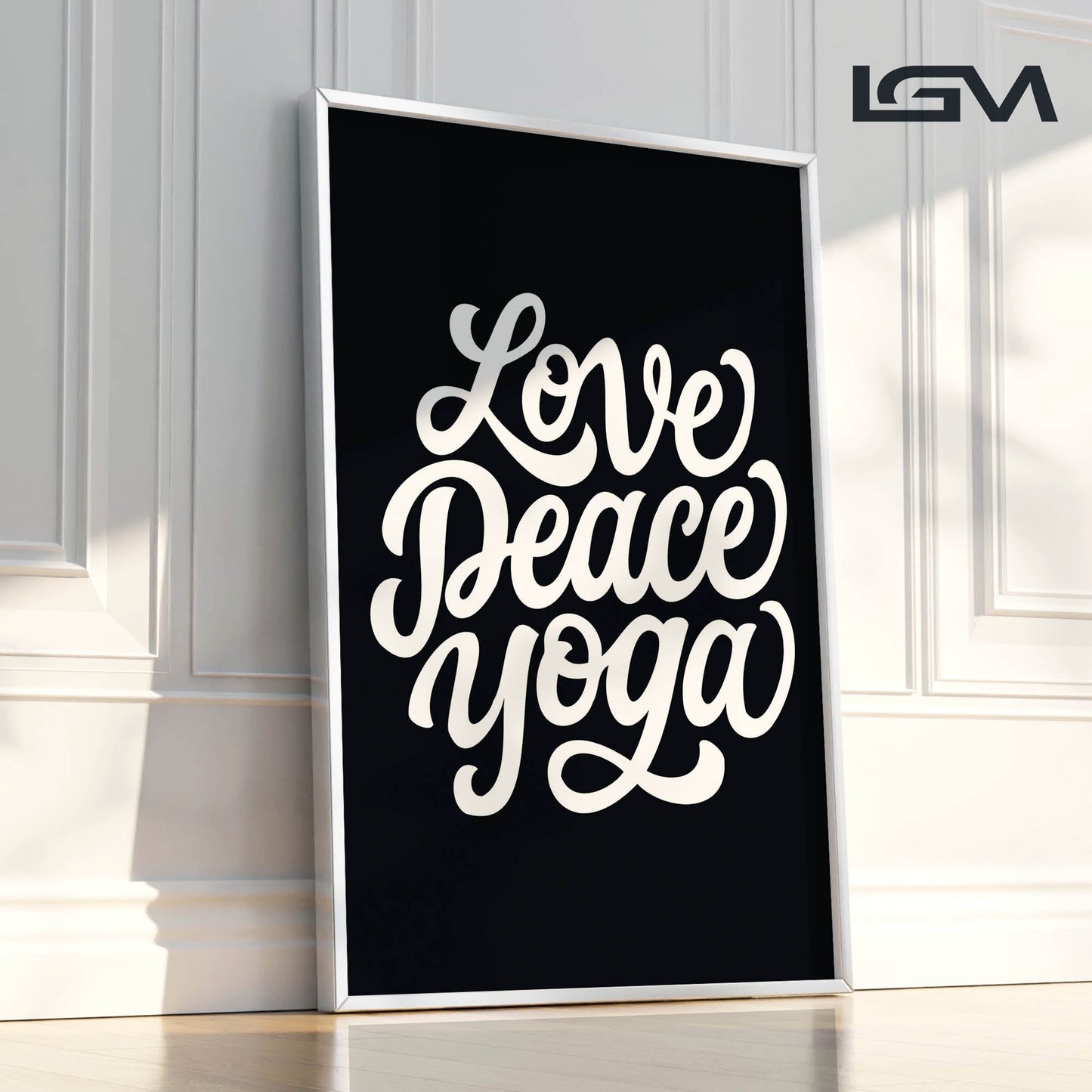 Love Peace Yoga - Luxury Framed Wall Art (Multiple Colors)