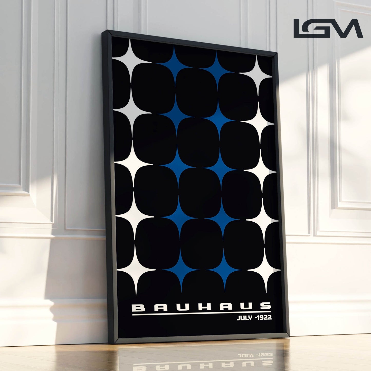 Star-form Grid – Bauhaus Exhibition 1922 | Luxury Framed Glass Wall Art (Multiple Colors)