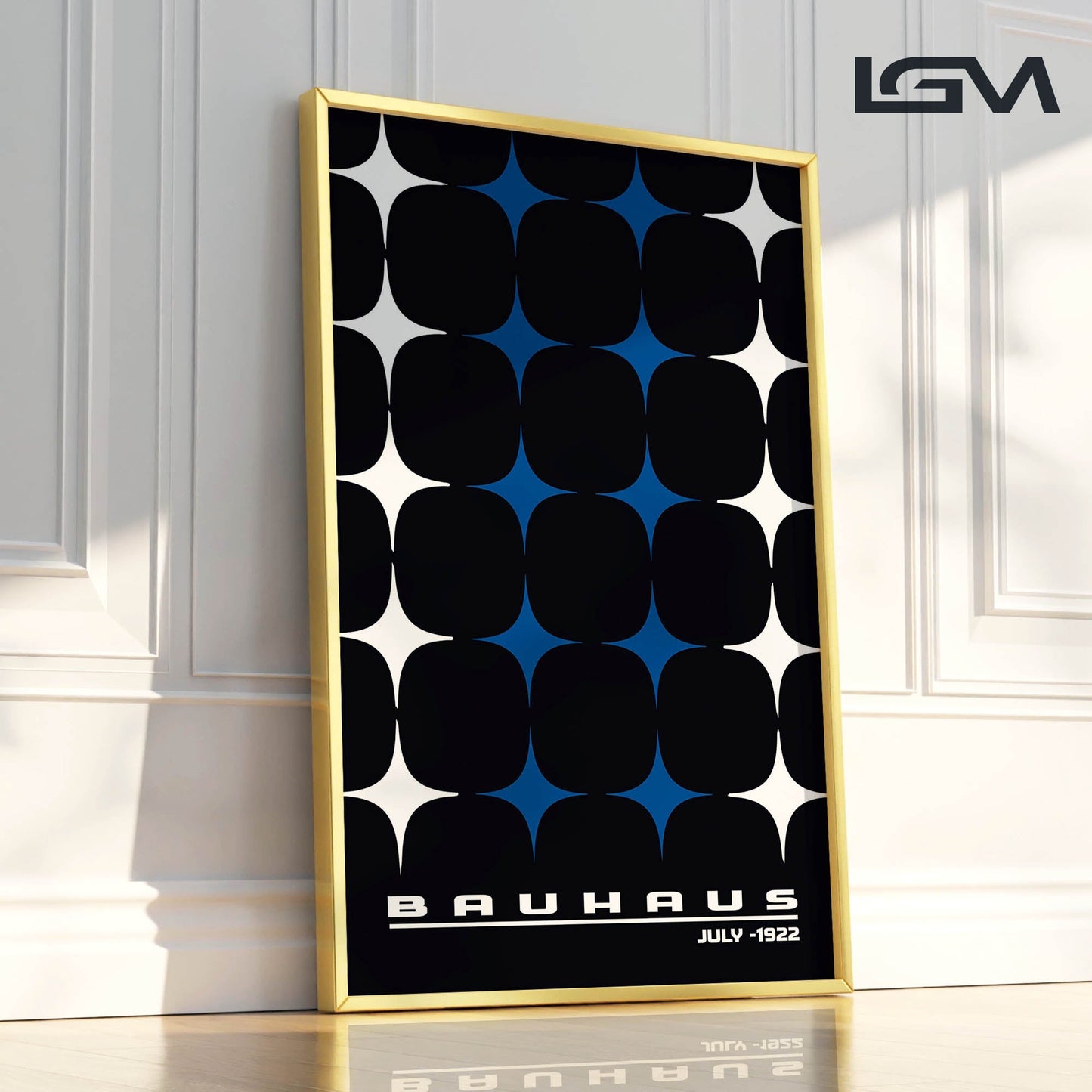 Star-form Grid – Bauhaus Exhibition 1922 | Luxury Framed Glass Wall Art (Multiple Colors)