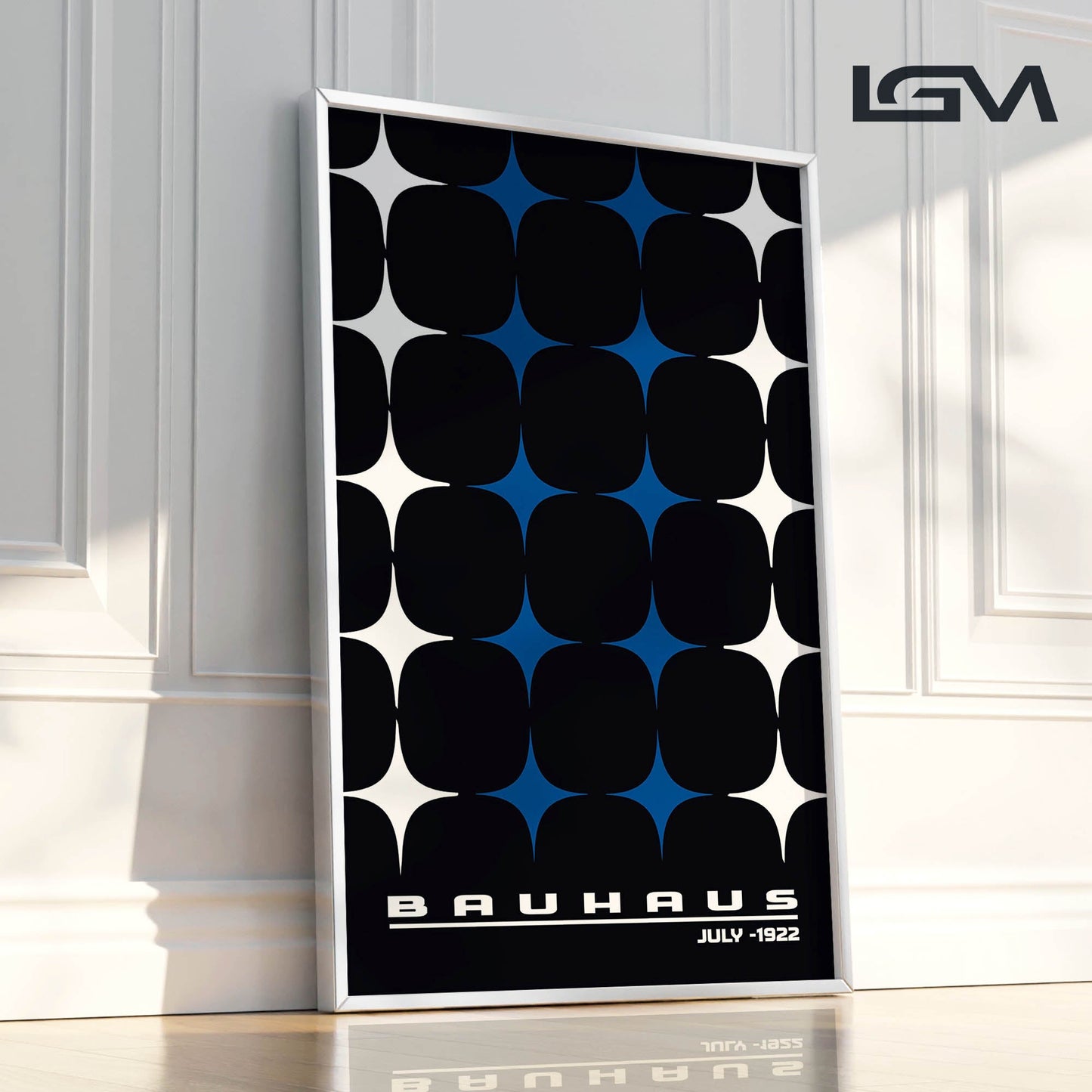 Star-form Grid – Bauhaus Exhibition 1922 | Luxury Framed Glass Wall Art (Multiple Colors)