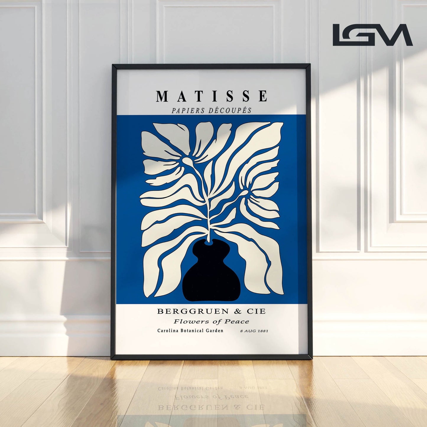 Botanic Serenity- Modern Matisse Inspired Geometric Wall Art – Luxury Framed Glass Wall Decoration (Multiple Colors)