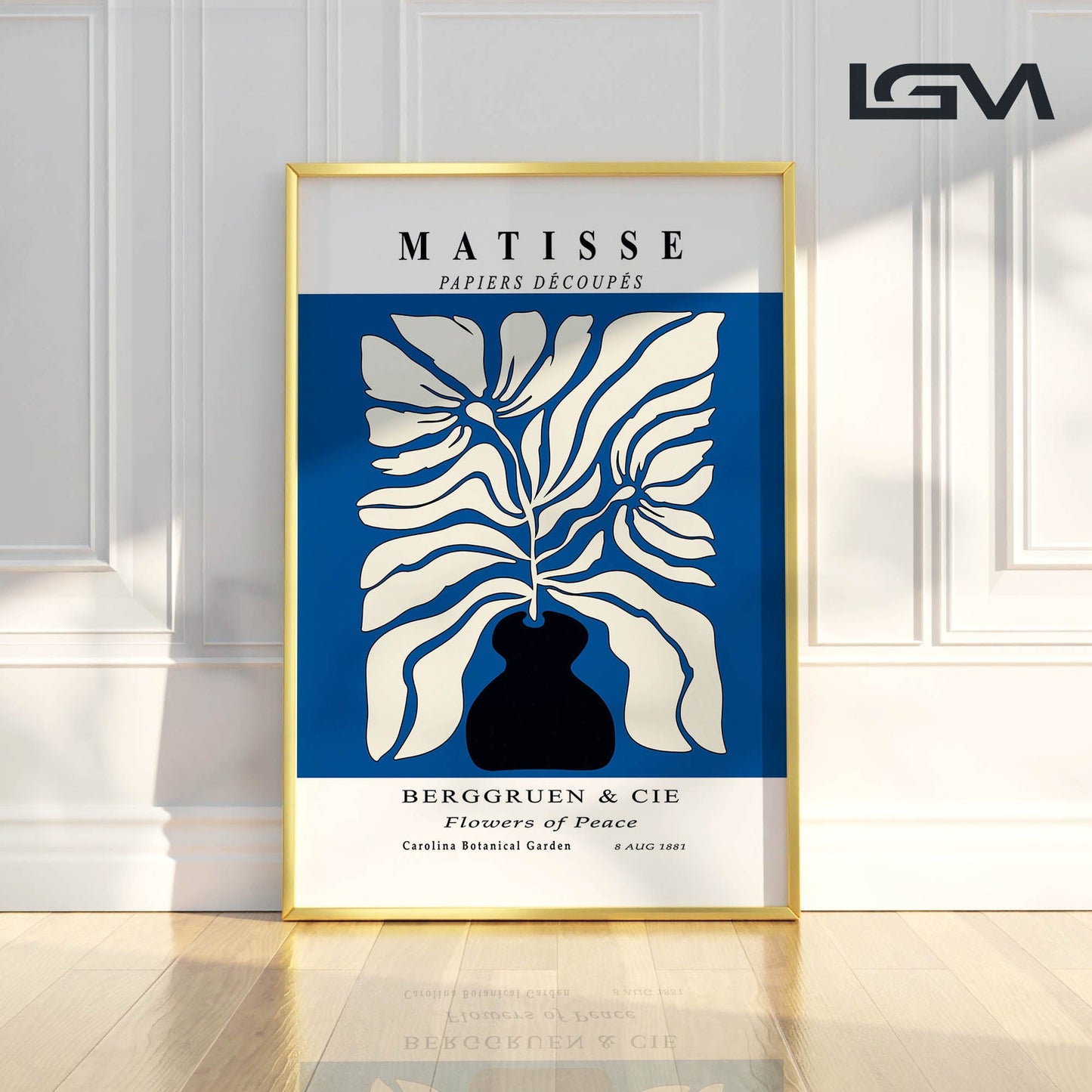 Botanic Serenity- Modern Matisse Inspired Geometric Wall Art – Luxury Framed Glass Wall Decoration (Multiple Colors)