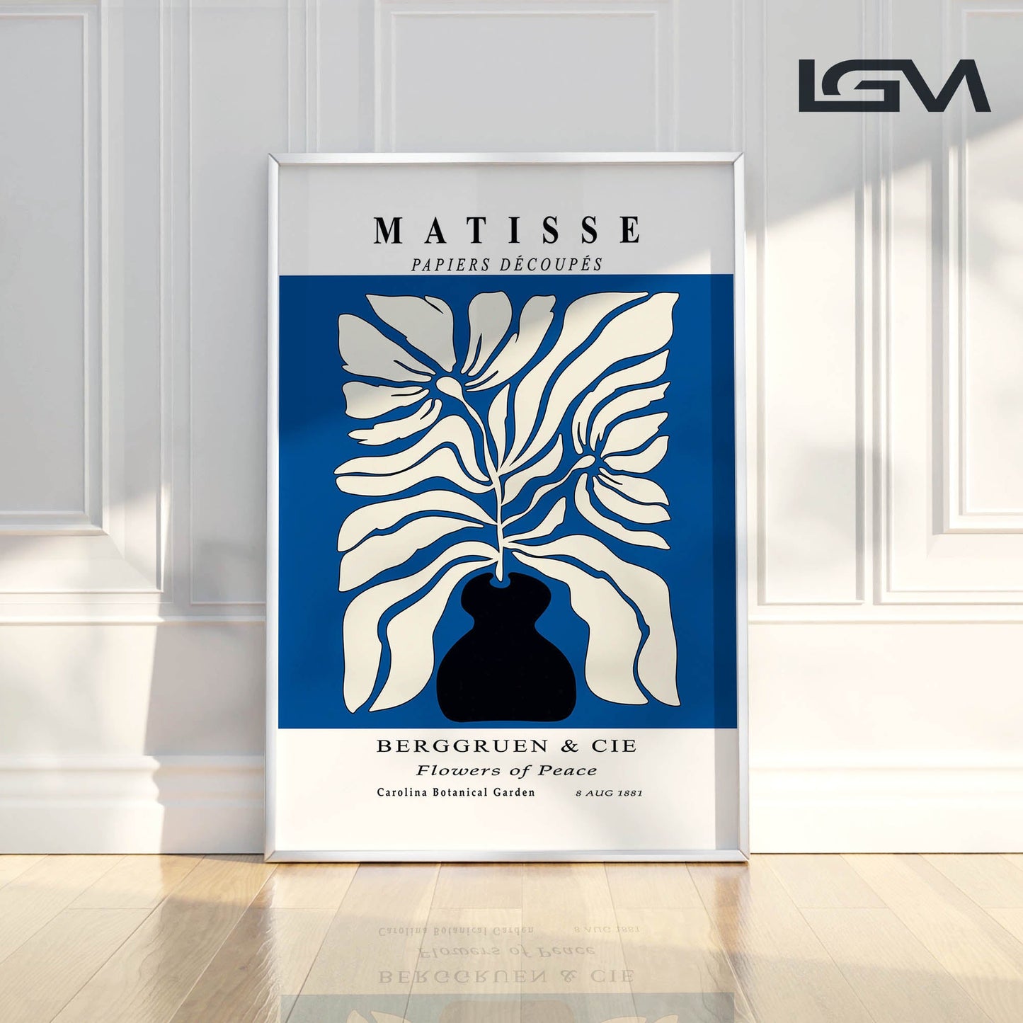 Botanic Serenity- Modern Matisse Inspired Geometric Wall Art – Luxury Framed Glass Wall Decoration (Multiple Colors)