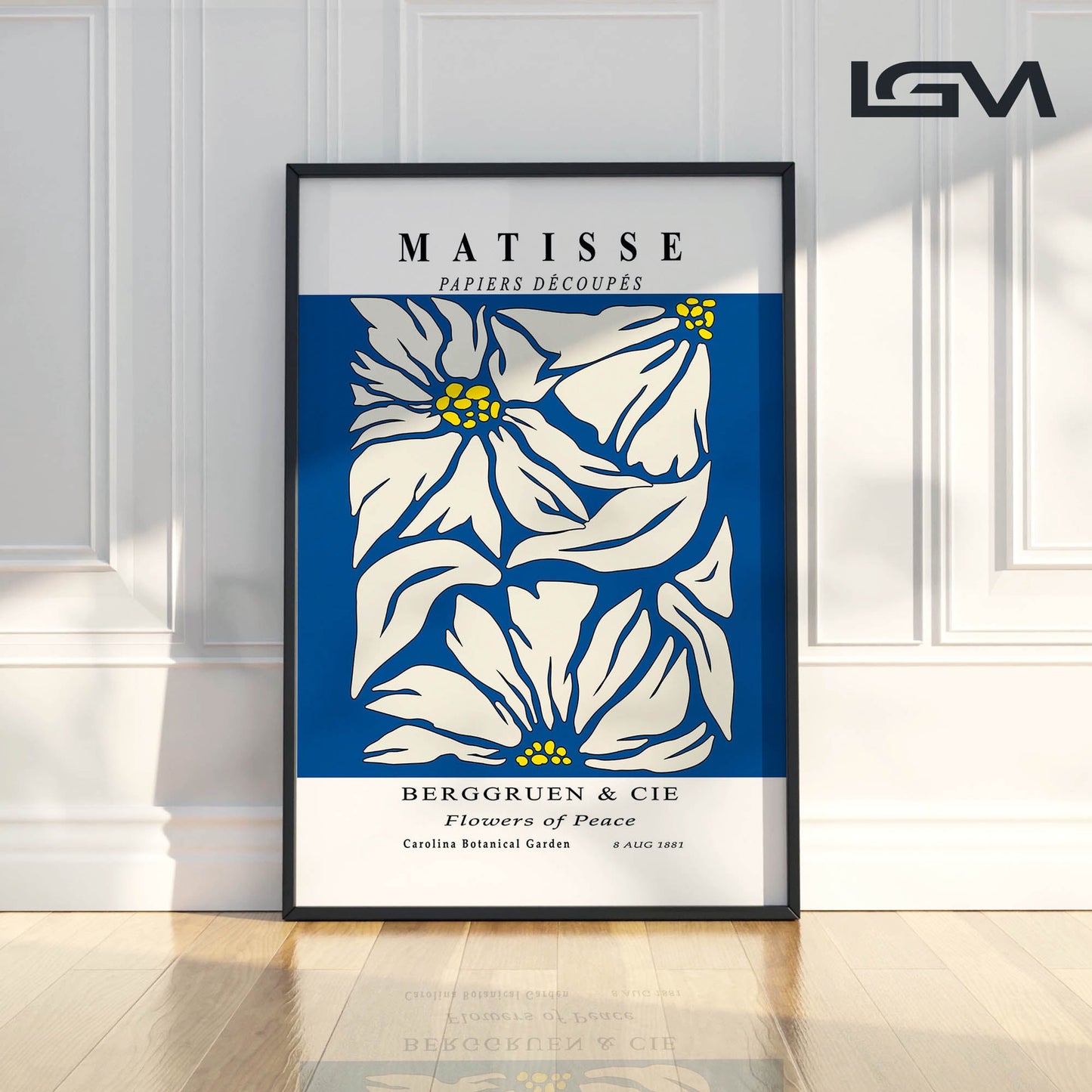 Golden Bloom- Modern Matisse Inspired Geometric Wall Art β Luxury Framed Glass Wall Decoration (Multiple Colors)