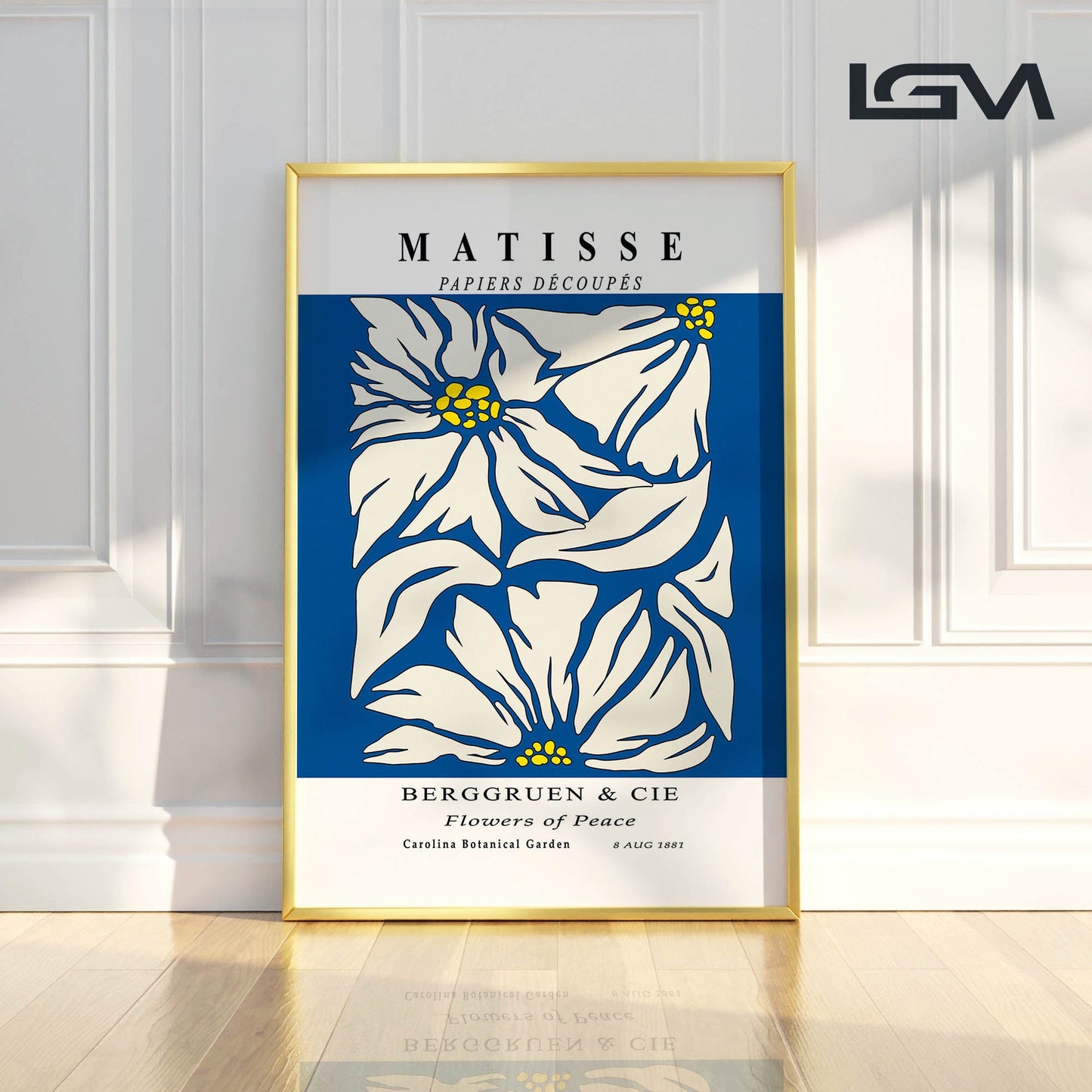 Golden Bloom- Modern Matisse Inspired Geometric Wall Art β Luxury Framed Glass Wall Decoration (Multiple Colors)